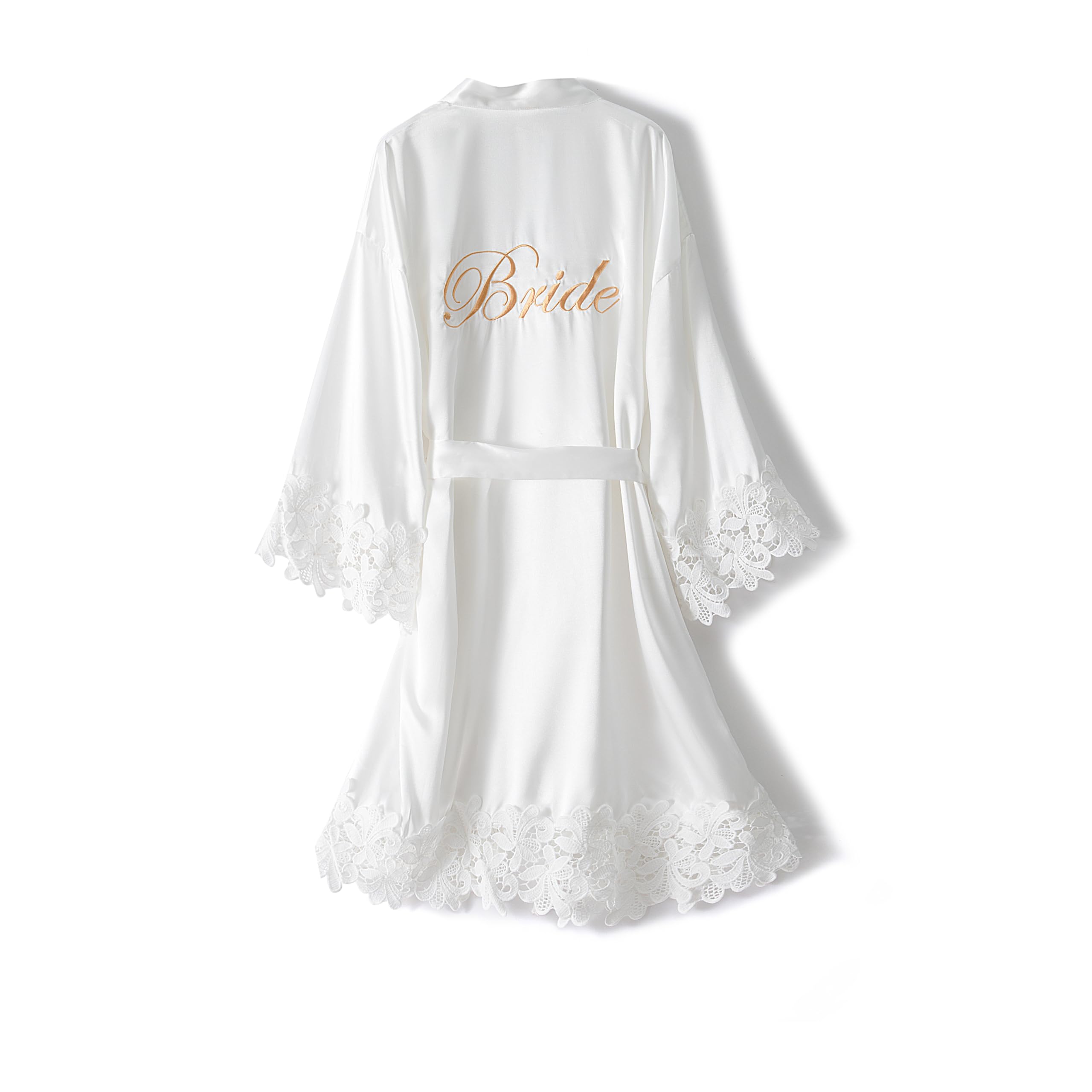 Trek Forte Vestaglia Sposa Donna in Raso Bianca Kimono Accappatoi e Vestaglie da Sposa Sexy Camicie da Notte Pigiama Scollo V