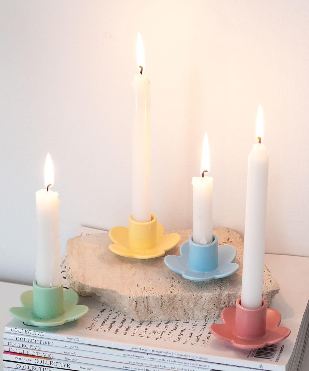 Flower Shaped Taper Candle Holders for Candlesticks, Set of