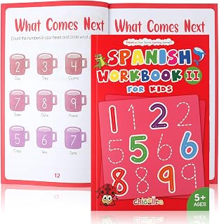 chiazllta The Spanish Workbook 2 Language Learning Fun and Easy Beginner's Guide to Learning Spanish Numbers Sentences for Kids Grades K-5 Ages 6-9 Homeschool Classroom Essentials
