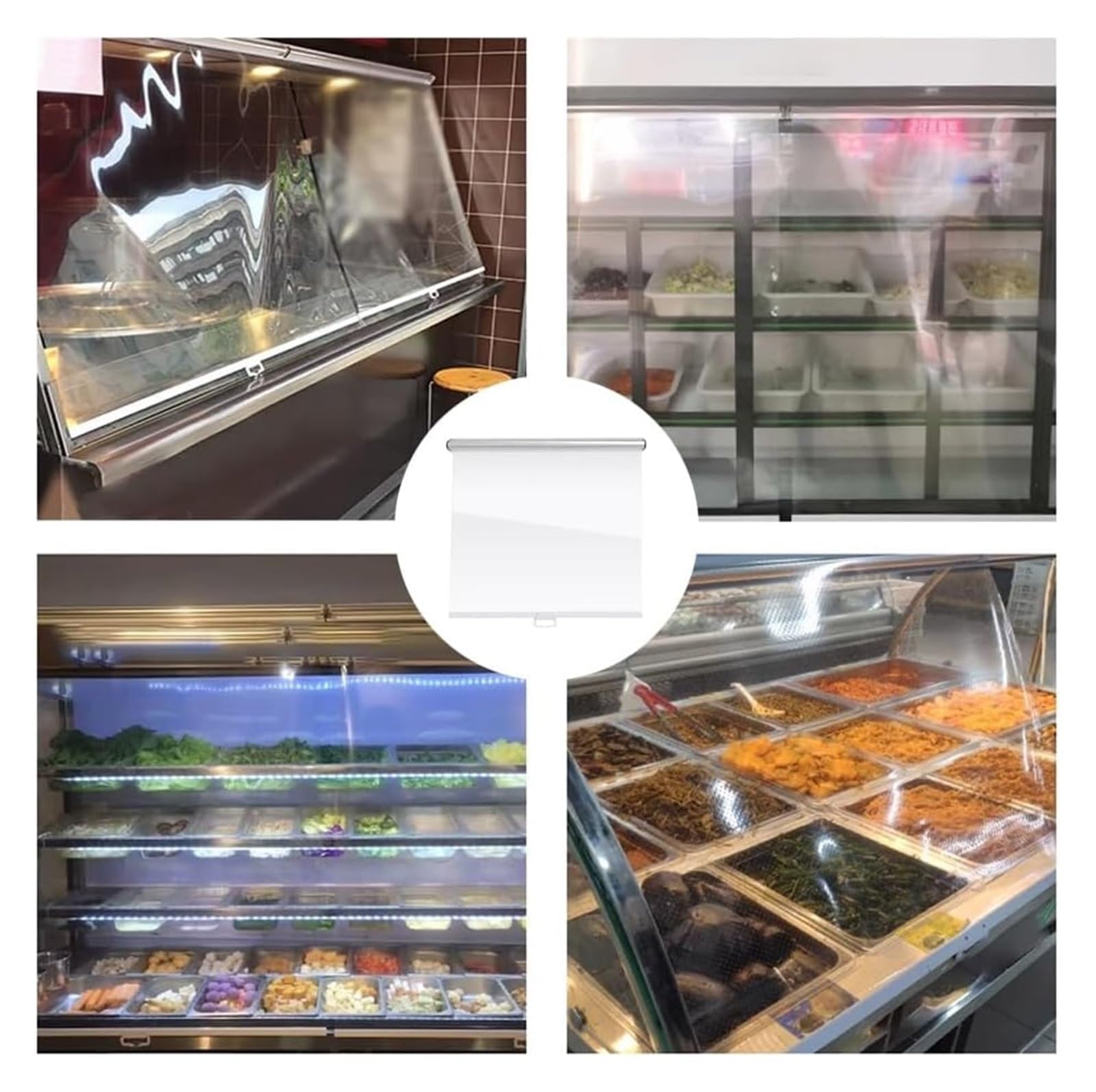 Tenda a rullo generica per frigorifero, traspirante, arrotolabile, in PVC, trasparente, per conservare gli alimenti, per congelatore e armadietti, tenda in plastica (larghezza 90 x altezza 130