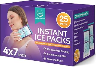 Instant Ice Packs for Injuries 25 Packs (7” x 4”) | Instant Ice Cold Pack - Cold Compress Disposable Ice Pack for Pain Relief, First Aid Essential, Swelling, Toothache, Athletes & Outdoor Activities