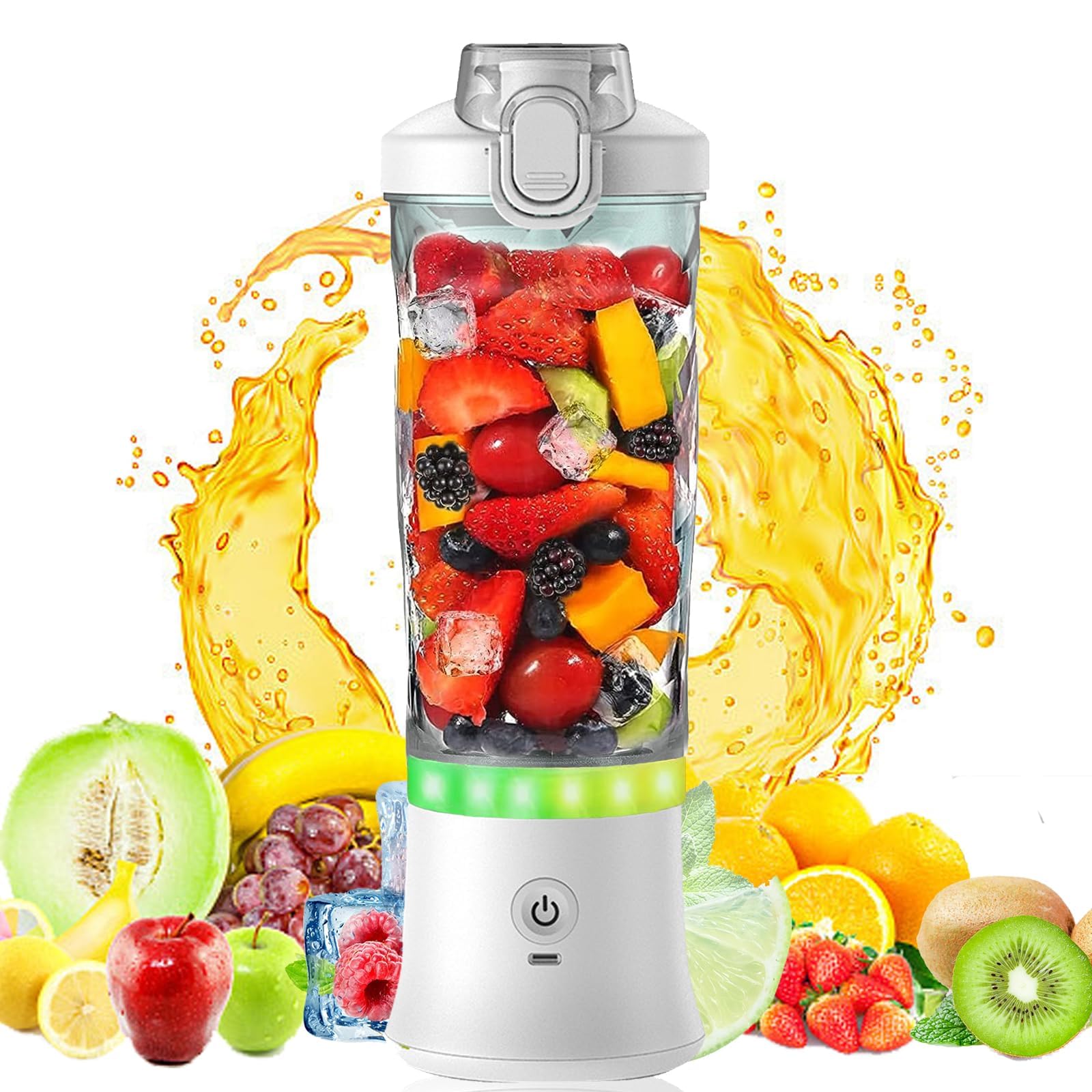 Portable Blender for Smoothies Shakes Juice, 20 Oz for Gym Home Office Travel, Personal Small Mini Glass Mixer, with 6 Blades 150W USB Rechargeable Electric Handheld Blender Cup Watter Bottle