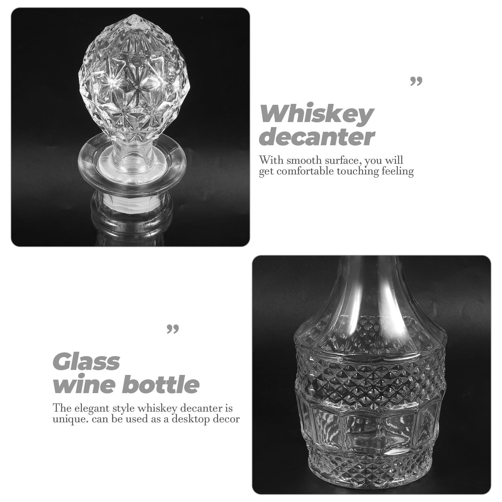 Carafe à Whisky en Verre Transparent 500ml Design Élégant et Toucher Confortable pour Décoration de Bureau et Maison