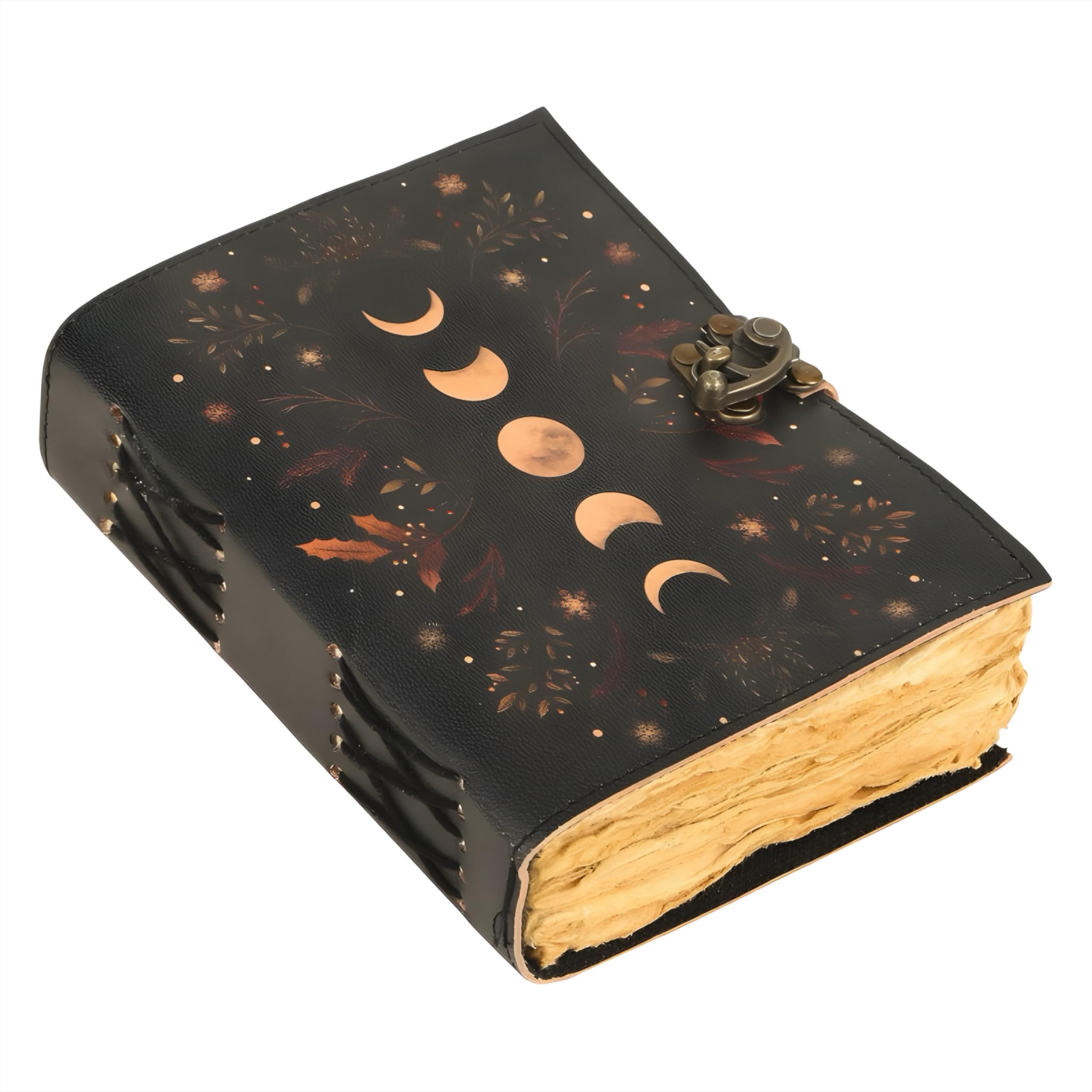 Grimoire Diary Blank Spell Book of Shadows The Lovers Journal, notatnik Tarot Spiral Gothic Journal Skull lover Antique Deckle Edge Papier Vintage skórzane czasopisma prezenty dla niego