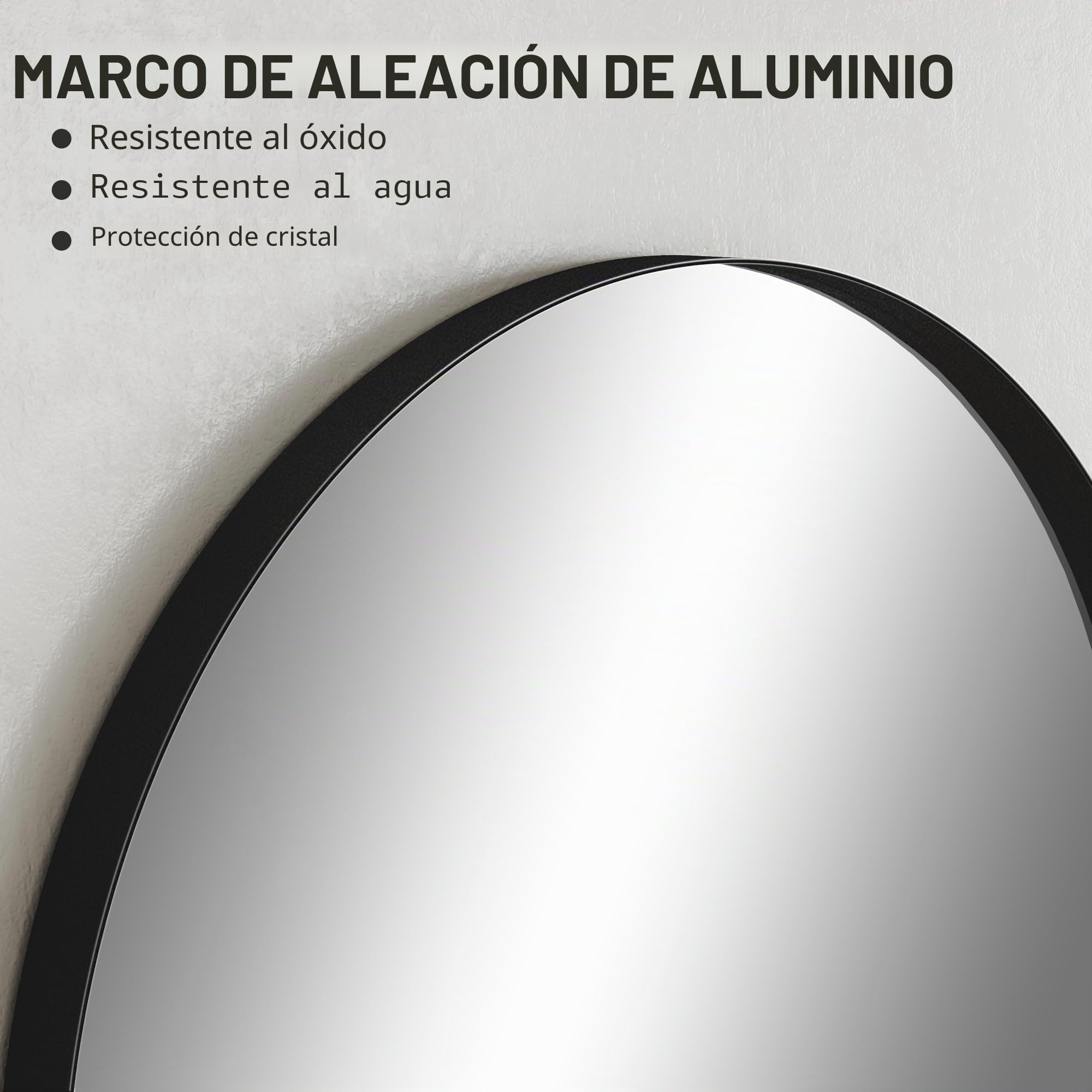 HOMCOM Espejo de Pared arqueado para baño 60x90cm Negro