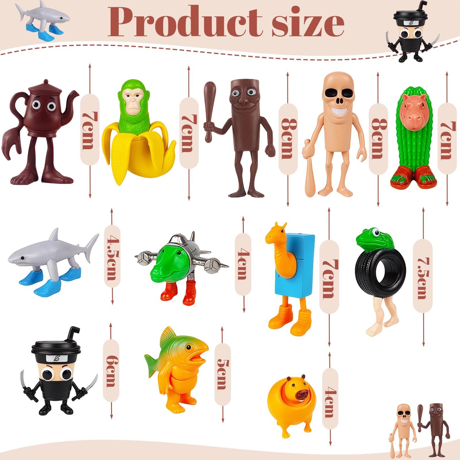 RONGZUBAT 12Pcs Italian Brainrot Action Figures Set for Desk Decorations,Funny Tung Tung Tung Sahur Figures Tralalero Tralala Toy Figures Collectible Desk Toy for Fans Friends Gifts Desk Decor - Image 2