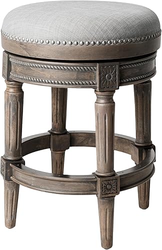 Maven Lane Pullman Taburete de 26 Pulgadas de Altura, sin Respaldo, con Acabado de Roble Recuperado, Altura de Mostrador, Tapizado con Asiento de