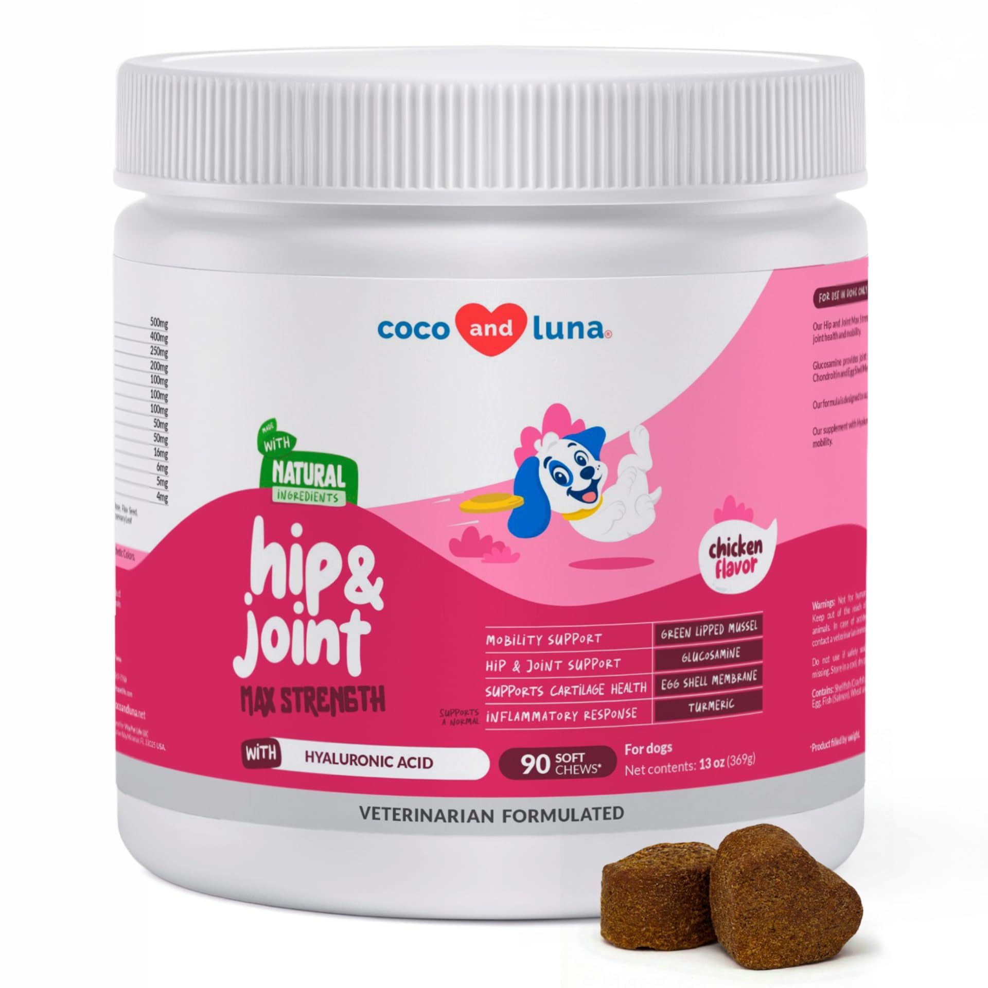Hip and Joint Supplement for Dogs - with Collagen, Glucosamine for Dogs - Fish Oil - Hip & Joint Support, Ease Inflammation, Antioxidant. (Max Strength)