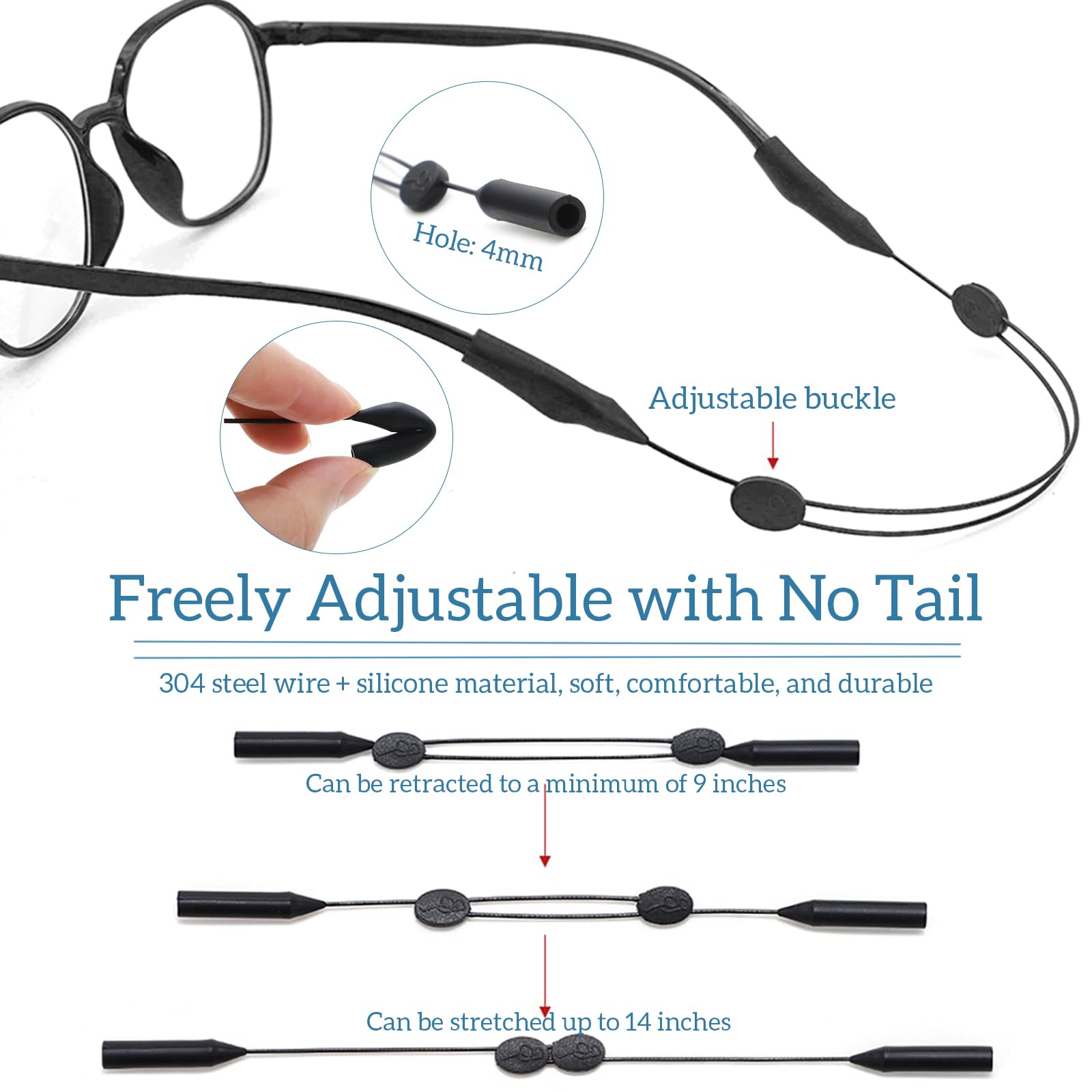 ESSSO Glasses Strap-6 Types, 6 PCS Eye Glasses Holders Around Neck,Sunglasses Strap,Stylish Glasses Chain,Preventing Eyeglasses from Slipping or Getting Lost During Work, School, or Sports Activities