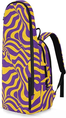 Miniatura 2 de Bolsas de raqueta de bádminton de tenis, lindas y resistentes líneas onduladas moradas y amarillas, 3 raquetas de bádminton para mujeres y hombres,