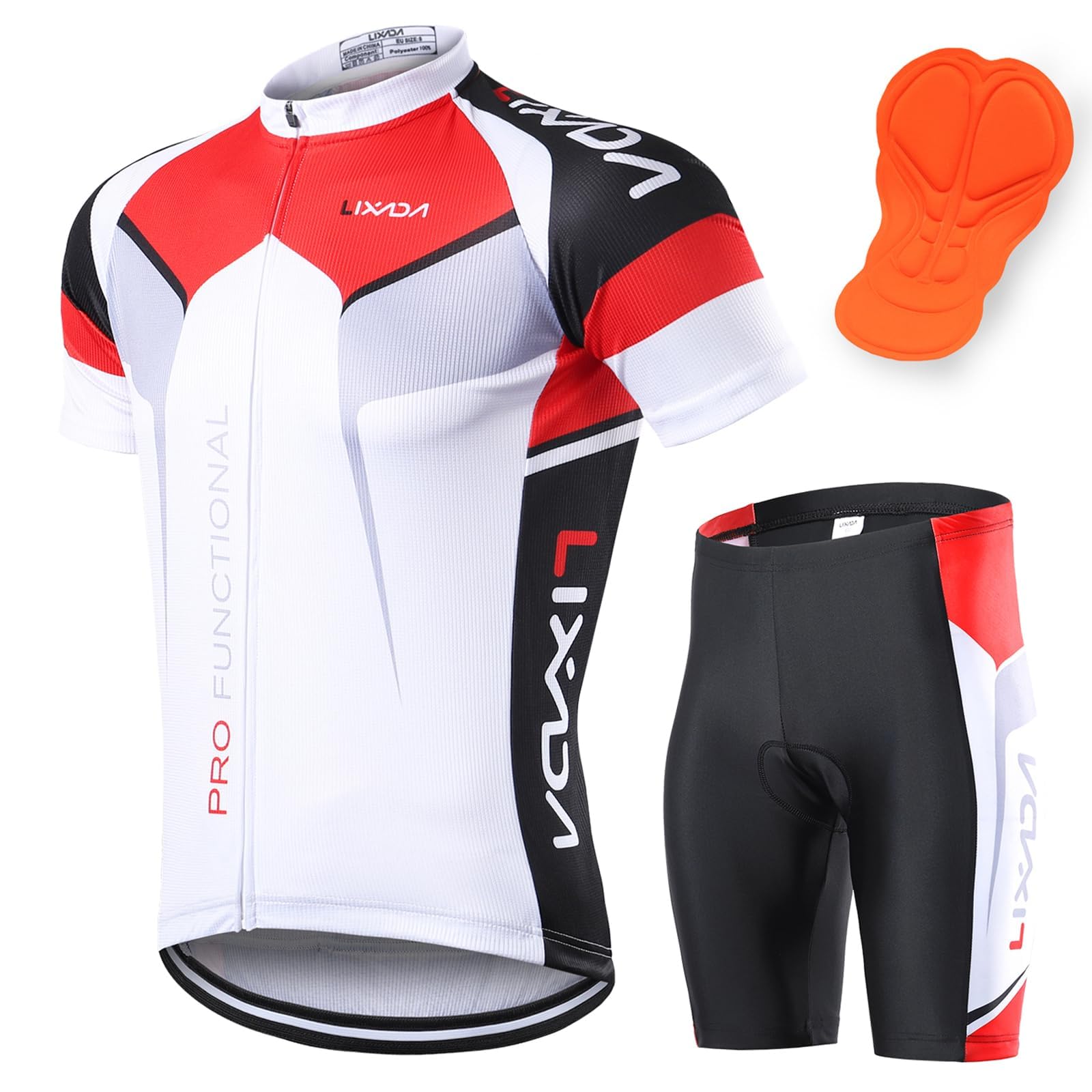 Men's Cycling Clothes Set Breathable Quick Dry Short Sleeve Bicycle Jersey Shirt+3D Cushion Padded Riding Shorts Tights Pants