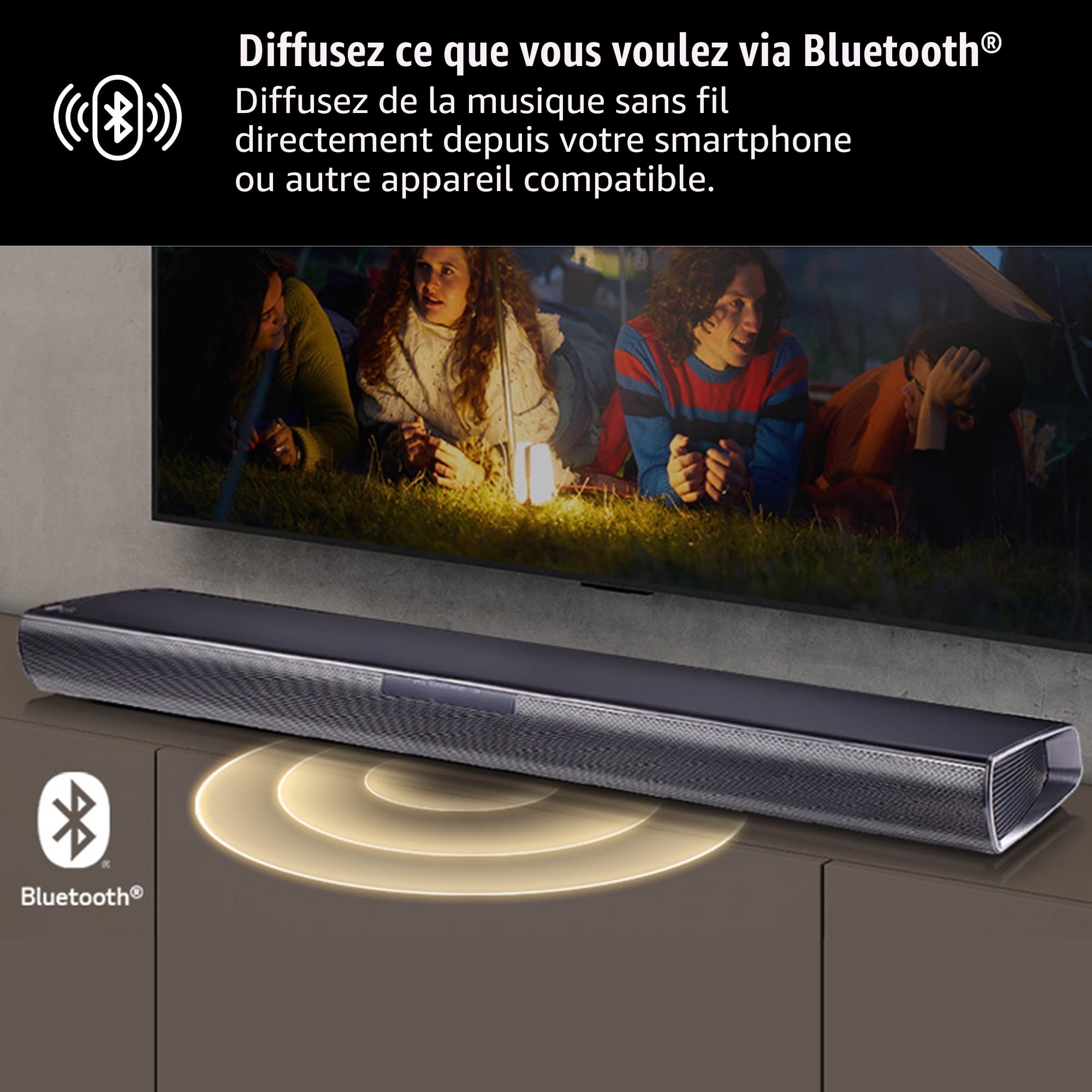 LG SQC4R Barre de Son Intelligente, 220 W, 2.1 canaux, Son Surround Dolby Digital avec Basses puissantes, Large connectivité, HDMI, Bluetooth, USB, entrée Optique et Application Android/iOS, Noir