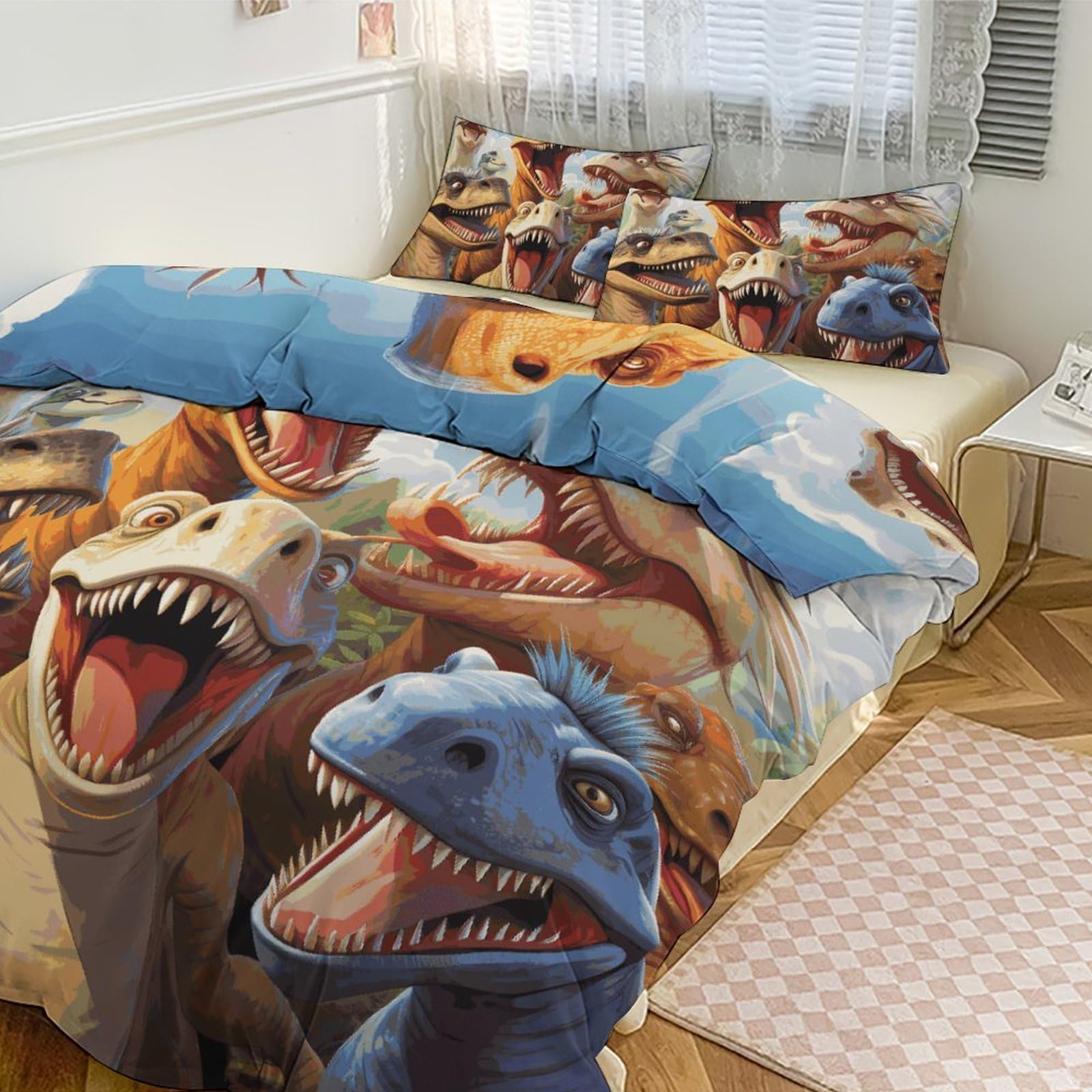 Housse de couette pour grand lit 3 pièces respirante avec fermeture