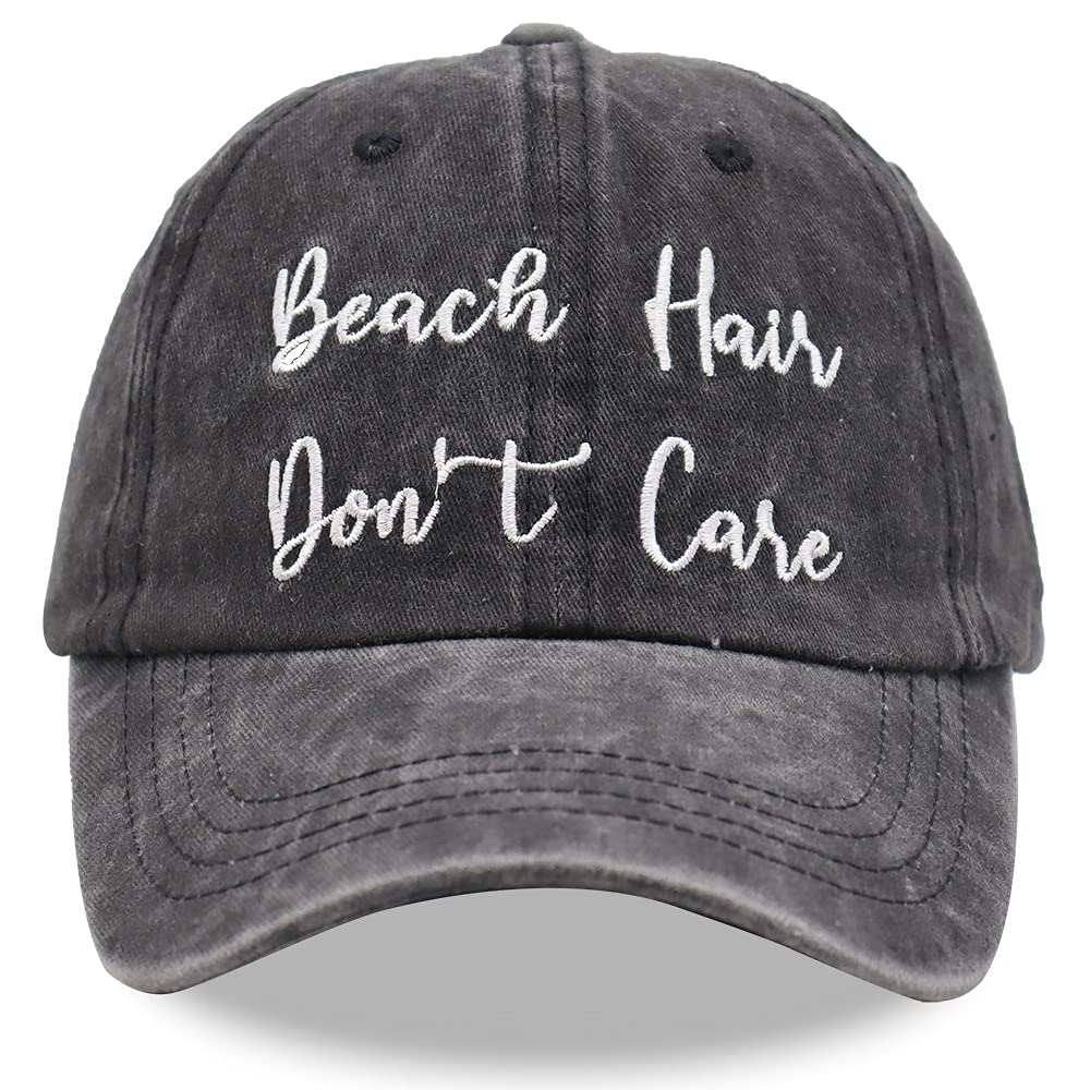 Beach Hair Don't Care Hat, Vintage Washed Adjustable Beach Life Baseball Cap for Men Women …
