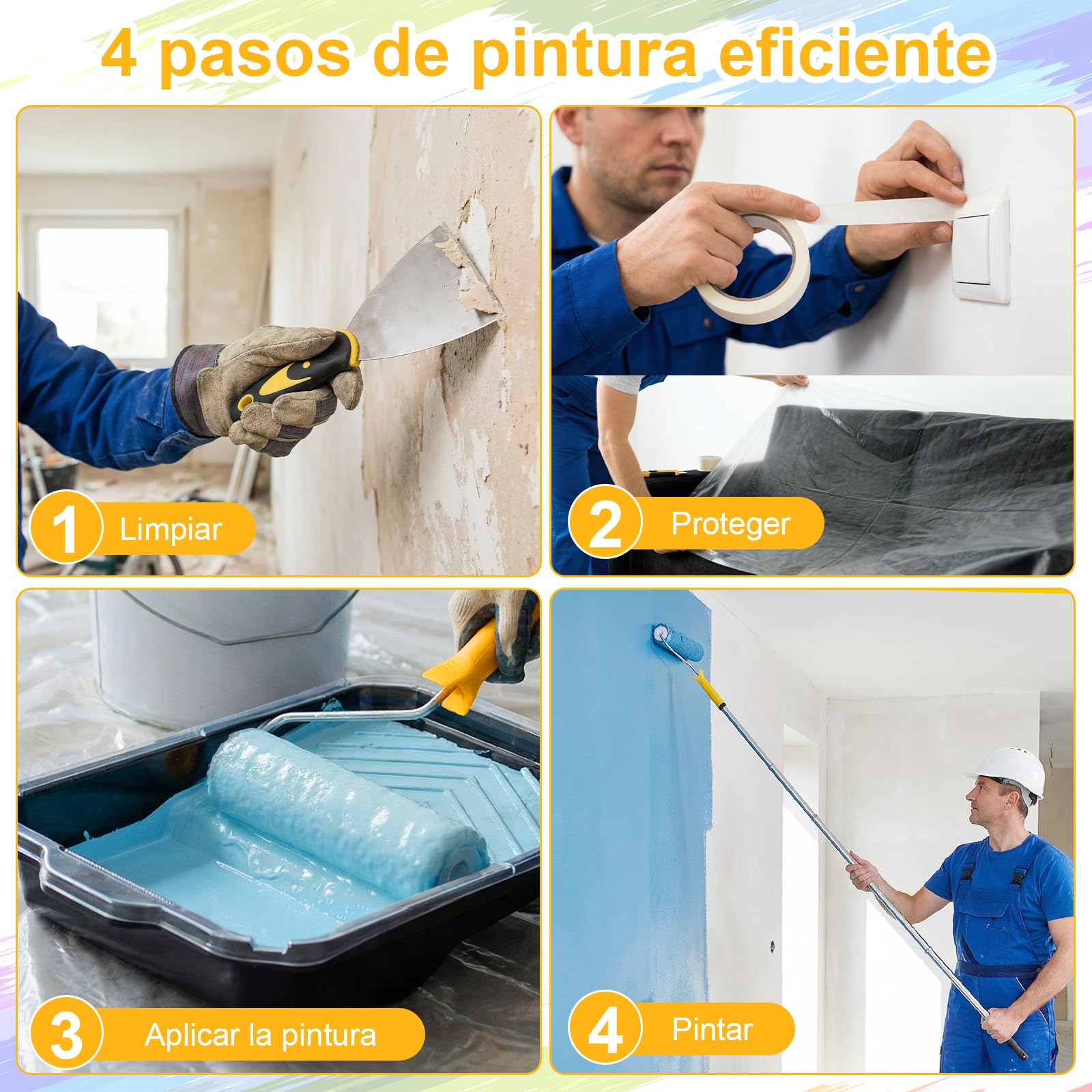 Kit de Pintura Profesional de 30 Piezas – Set de Rodillos para Pintura | con Palanca Telescópica 33-180cm, Bandeja para Pintura con Almohadilla y Accesorios Completos de Pintura