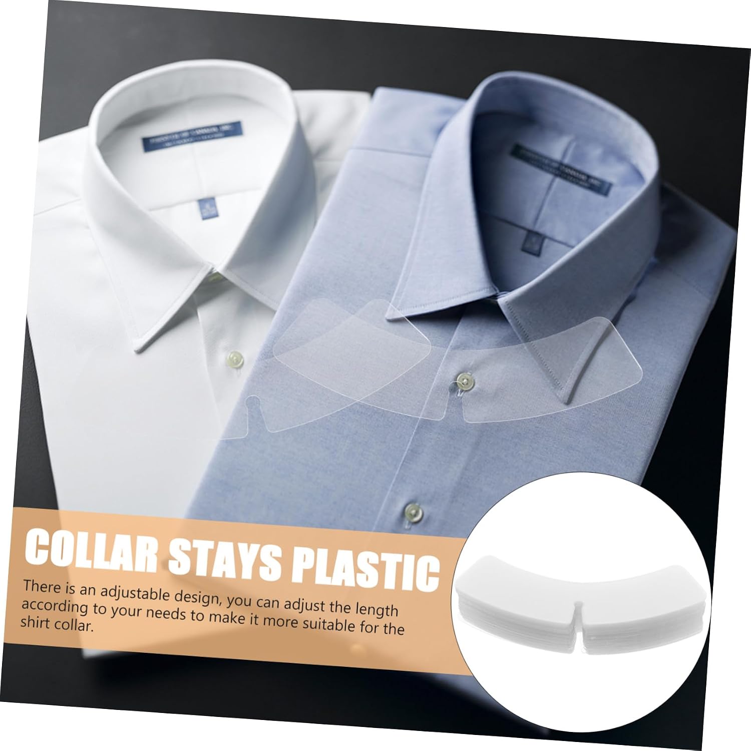 KOMBIUDA 100pcs Plastic Shirt Collar Support Stays Durable Fixing Inserts for Men Dress Shirts Prevents Collar Collapse Lightweight and Portable