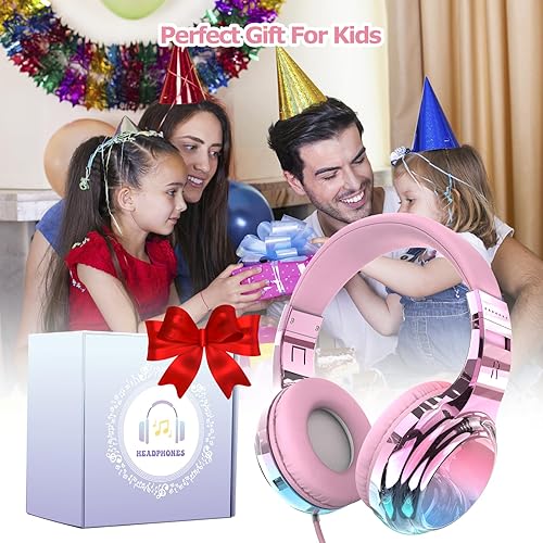 Miniatura 6 de QearFun Auriculares para niñas y niños para la escuela, auriculares con cable para niños con micrófono y conector de 0.138 in, auriculares con