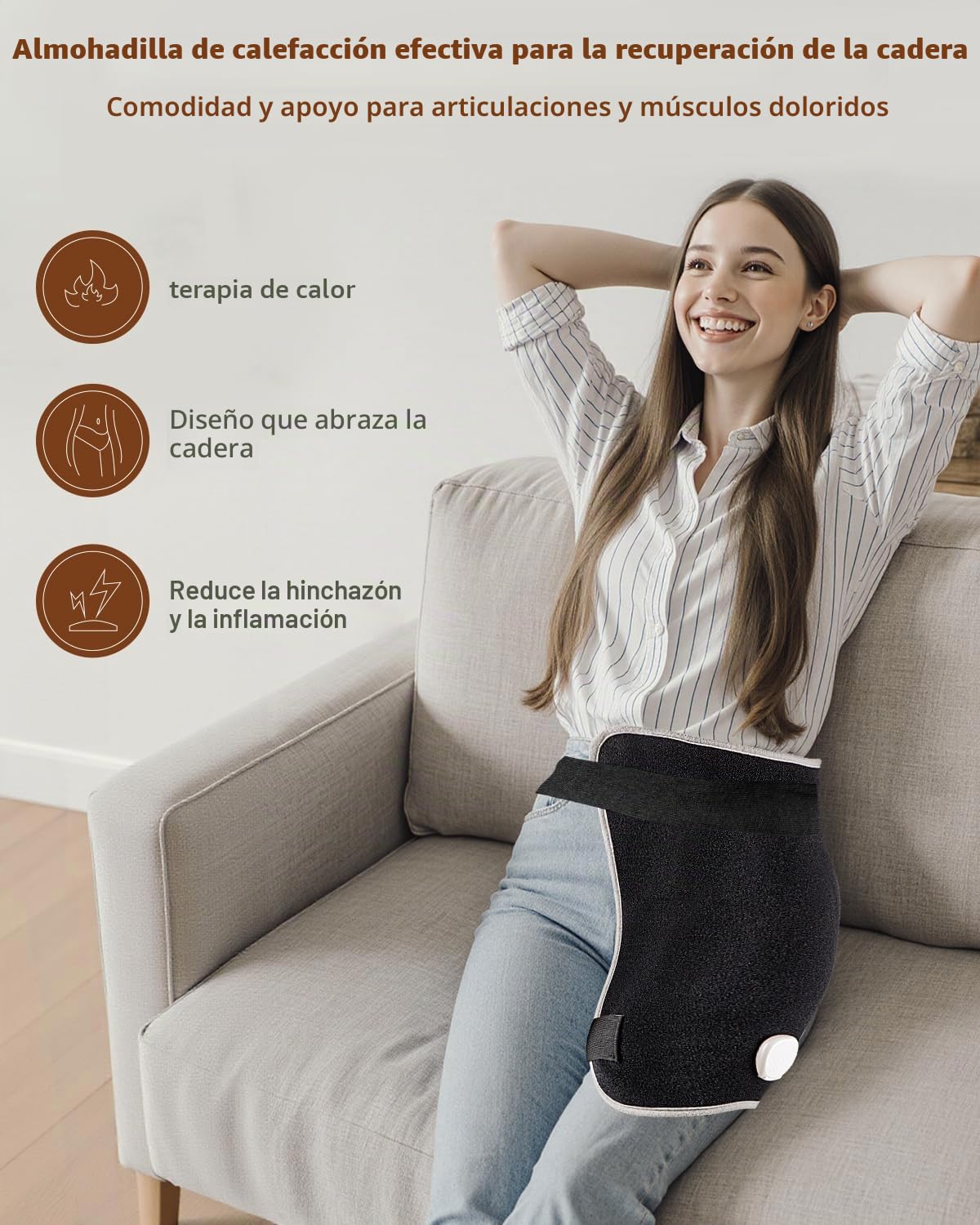 Almohadilla térmica de cadera con infusión de grafeno para aliviar el dolor de ciática, envoltura térmica para espalda baja, glúteos, muslos, almohadilla de calor eléctrica de gran tamaño con apagado