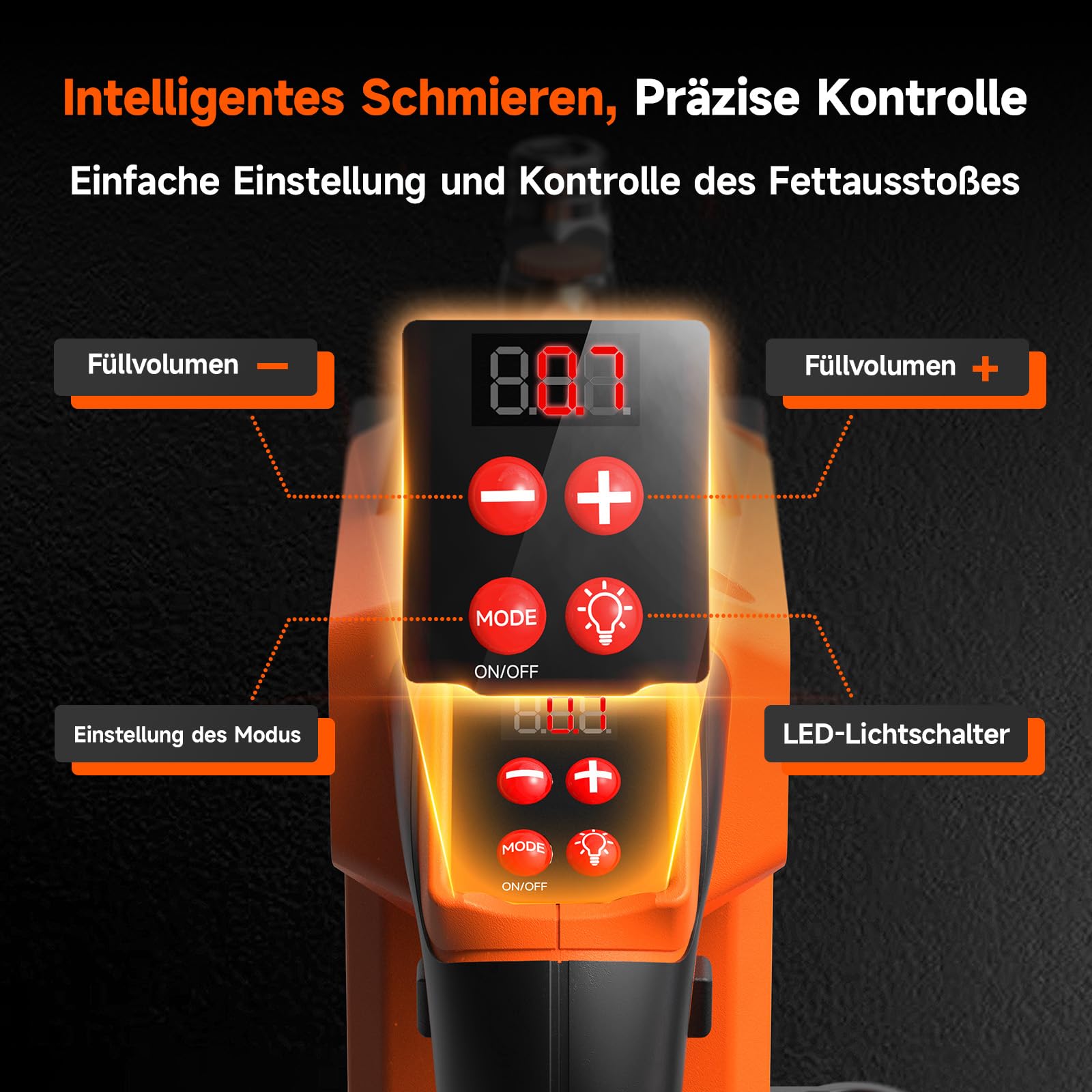 TaskStar Akku Fettpresse 10000 PSI, Automatische Fettmengenregulierung