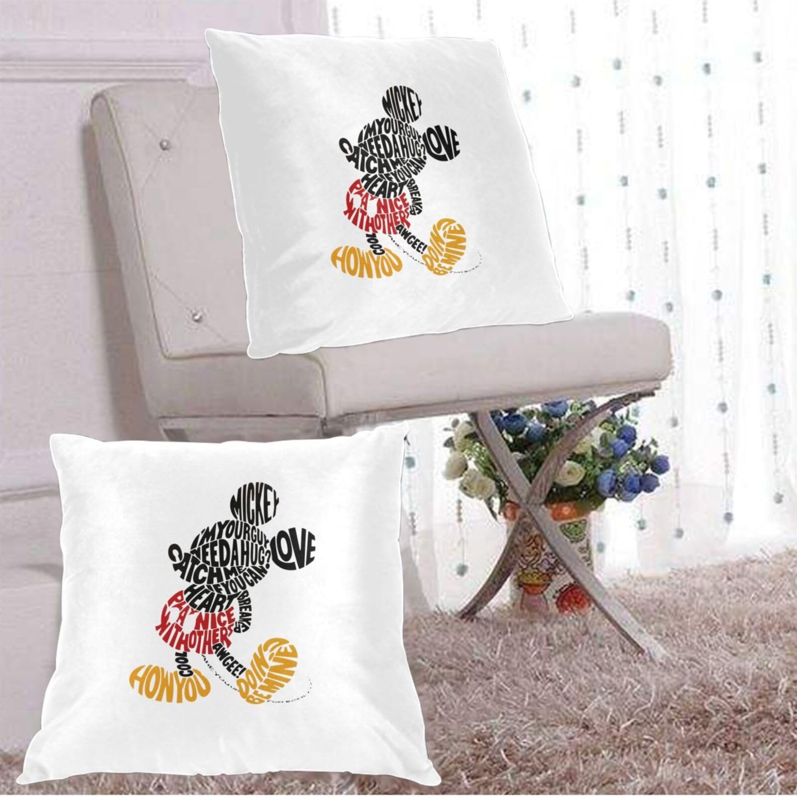 Amazon.co.jp: クッションカバー ミッキーマウス 枕カバー 2枚