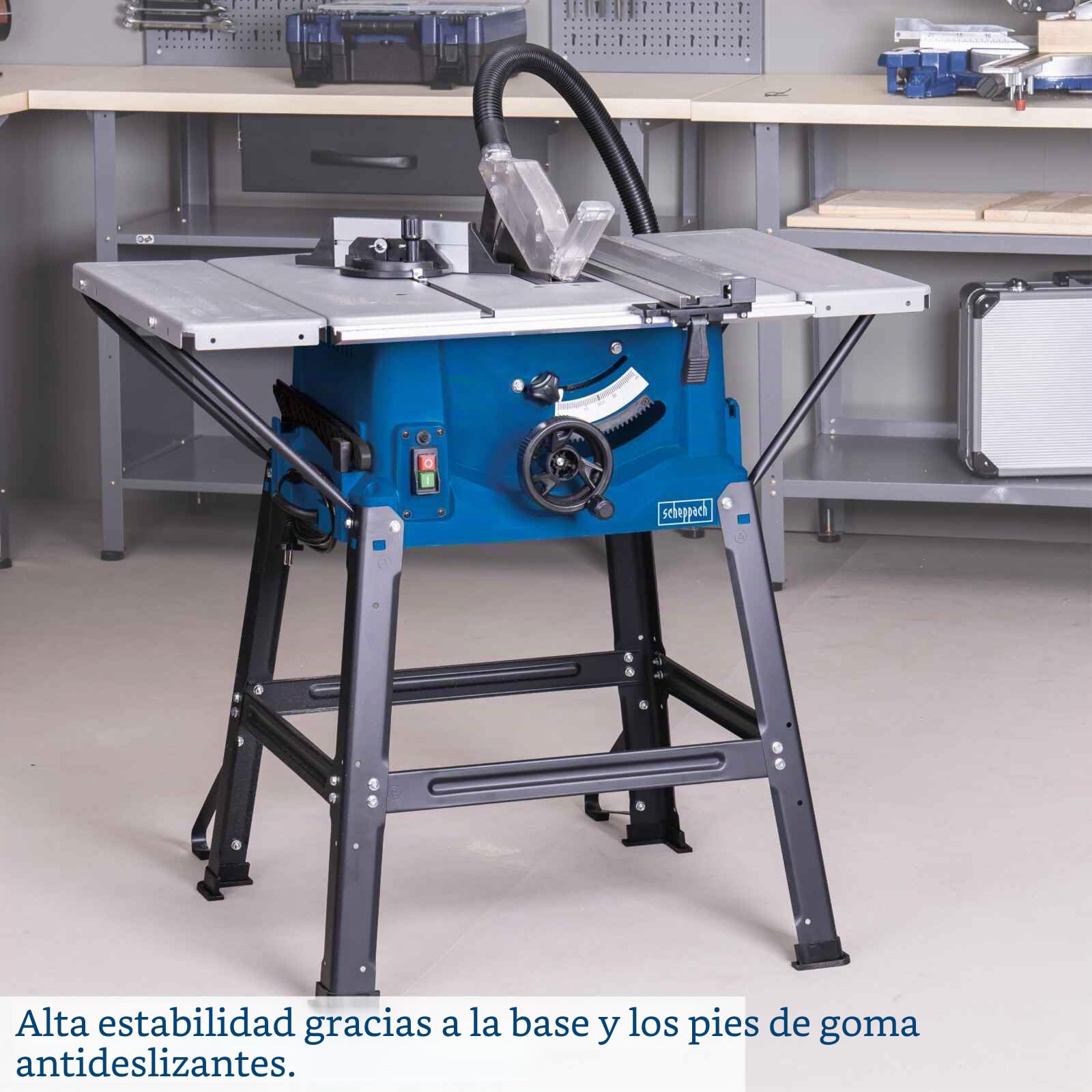 Scheppach Sierra circular de mesa HS100S, incluye 2 hojas - corte fino 2000 W, hoja con un diámetro 250 x 30 mm, máx. altura 85 la 940 642