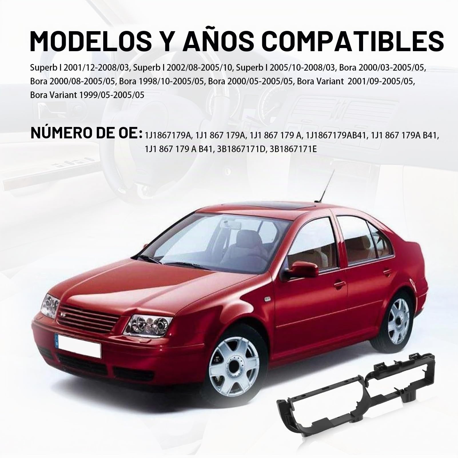 Manija de puerta parte inferior Tiramanetas para Golf 4 Bora P-assat Cubierta de manija interior, asa de retención interior delantera izquierda Reemplazo 3B1867171D 1J1867179A