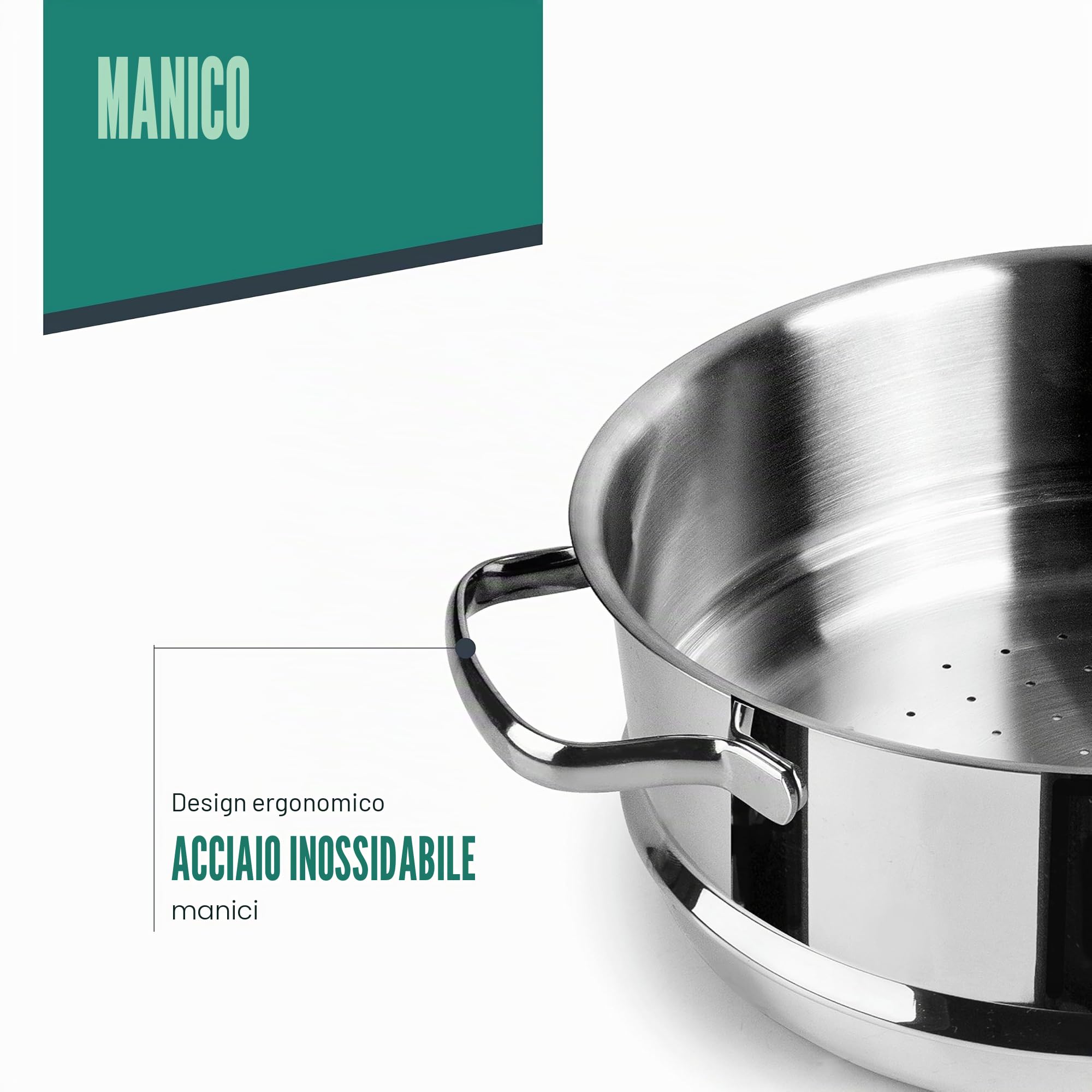 Lacor - 32524 - Cous Cous Base, Acciaio Inox 18/10, Vaporiera e Cous Cous, Lavabile in Lavastoviglie, ø24cm