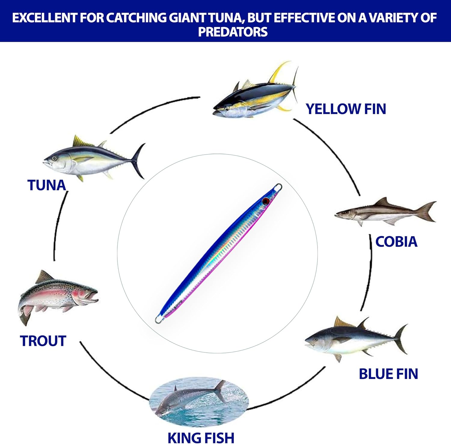 Sniper Knife Jig 300g, 3 Pcs Pink Blue w/Zebra Glow for Vertical Jigging, Unrigged Design, Ideal for Tuna & Saltwater Gamefish