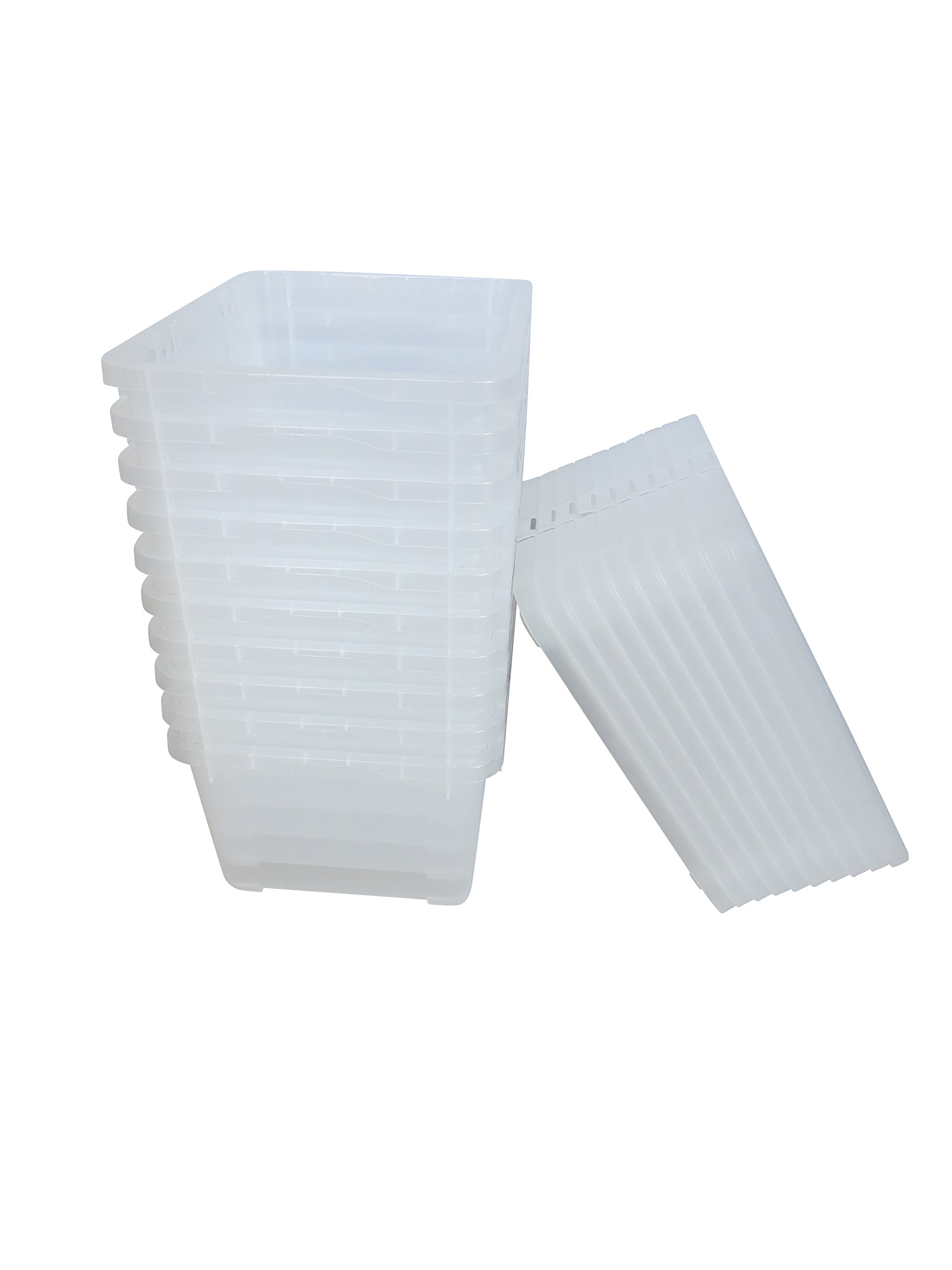 10 er Set Alpfa Schuhboxen je 10,0 Liter Inhalt - transparent mit Deckel - stapelbar 37x26x13 cm