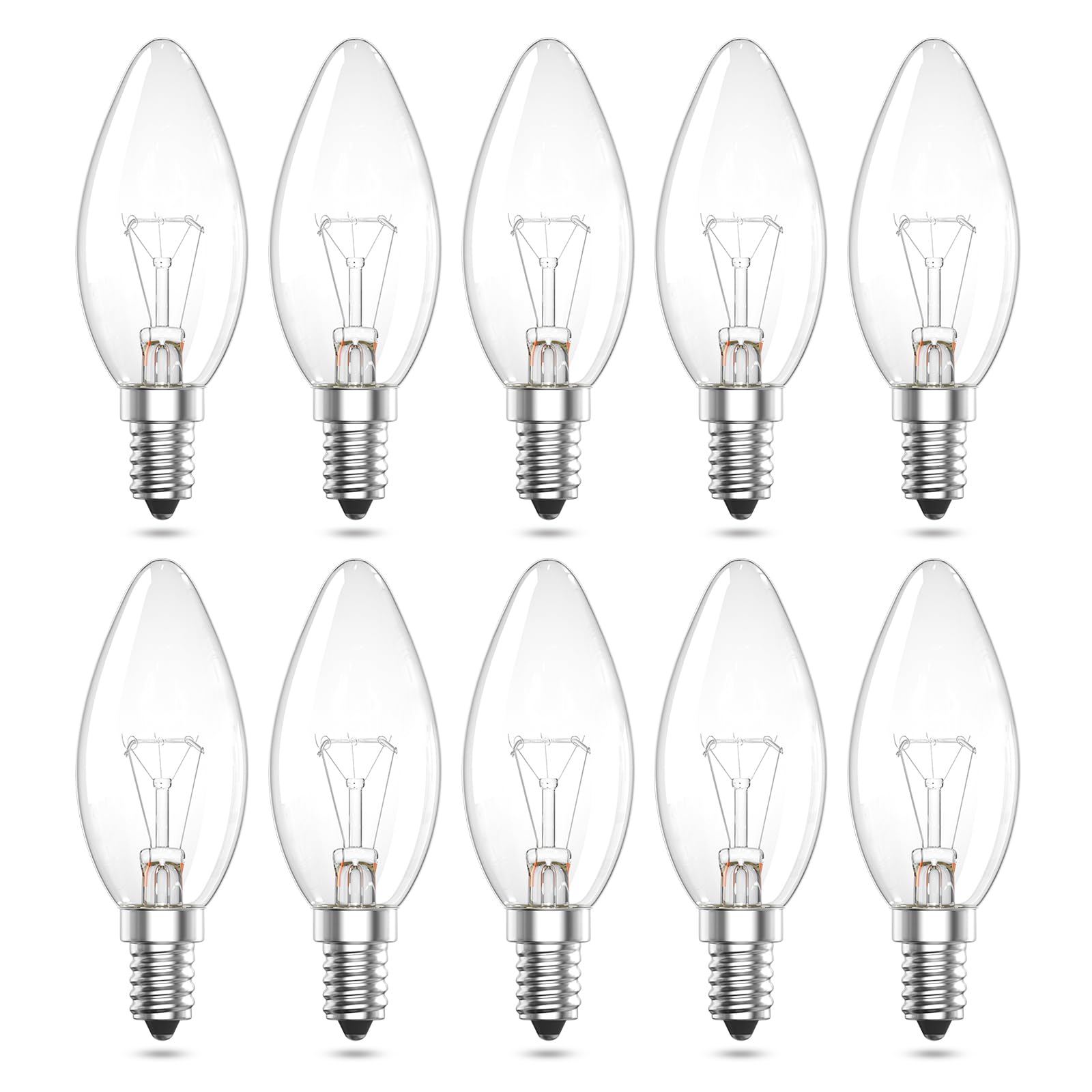 Lamptobe E14 Kerze Lampe 28W Glühbirne Warmweiß 2700K 230V Dimmbar, 260LM Kerzenbirnen C35 Leuchtmittel Glas Glühbirnen für Kronleuchter, Wandleuchten, Deckenleuchten (10 Stück)