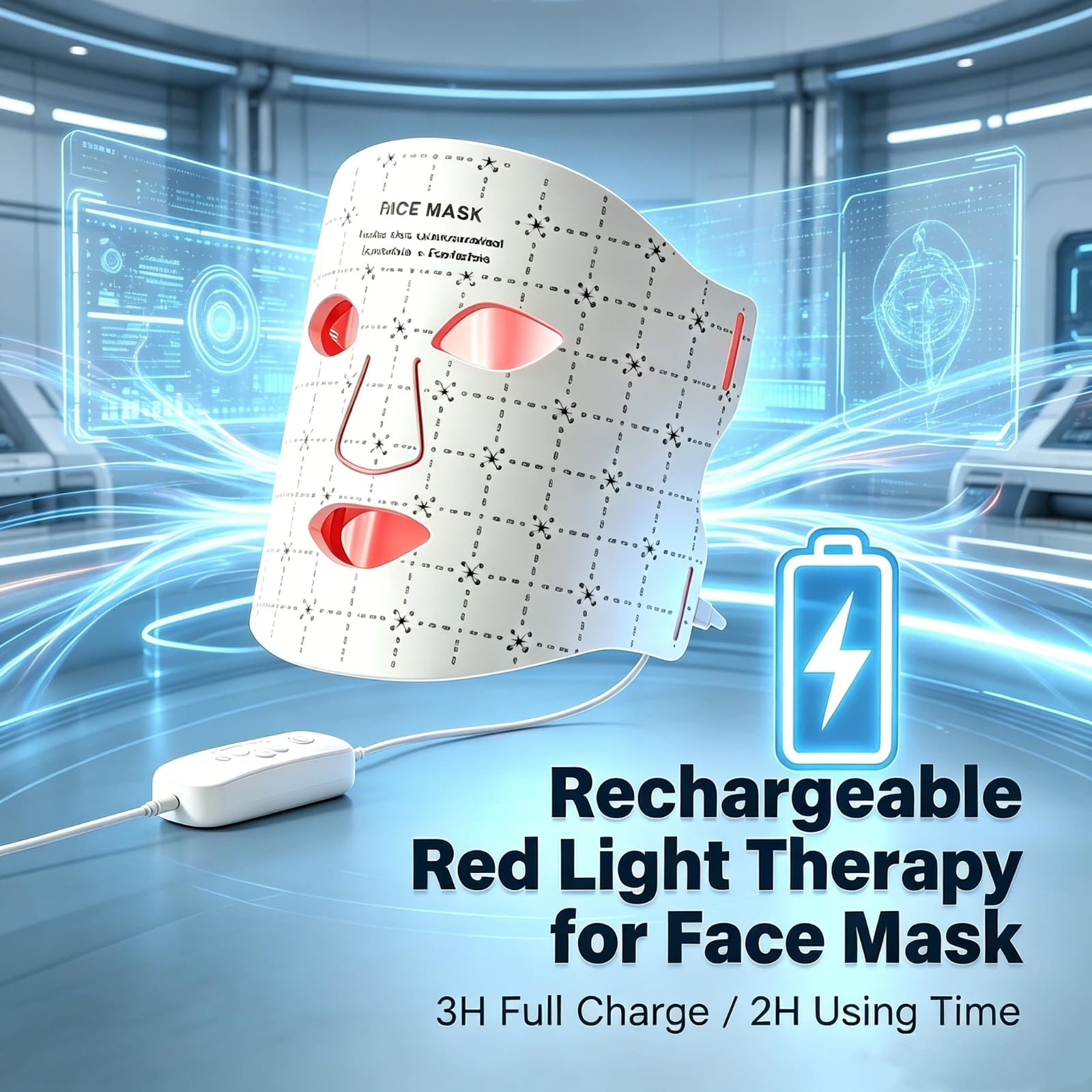 FDA-Cleared LED Light Therapy Mask, 7-Color Red Light Therapy for Face Anti-Aging, Wrinkle Reduction & Acne, Rechargeable Soft Silicone Home Skincare Device