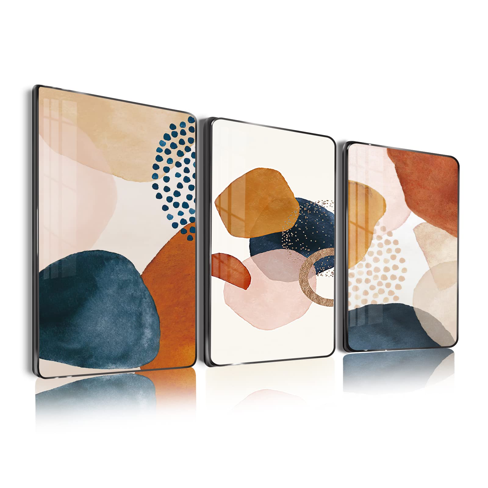 SERIMINO Framed Abstract Wall Art for Living Room Boho Wall Decor Navy