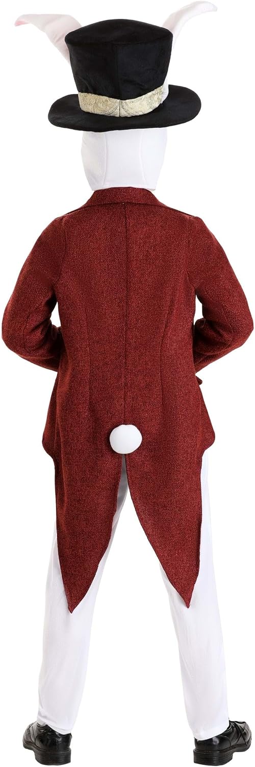 Alice In Wonderland White Rabbit Costume | Bunny Outfit With Hood, Hat, Jacket, & Clock Vest | Perfect For Group Dress Up