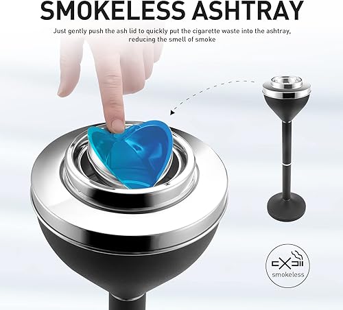 Miniatura 4 de Anfrere Cenicero de pie al aire libre para patio, bandeja exterior grande y alta para eliminación de receptáculos de cigarrillos, ceniceros de metal