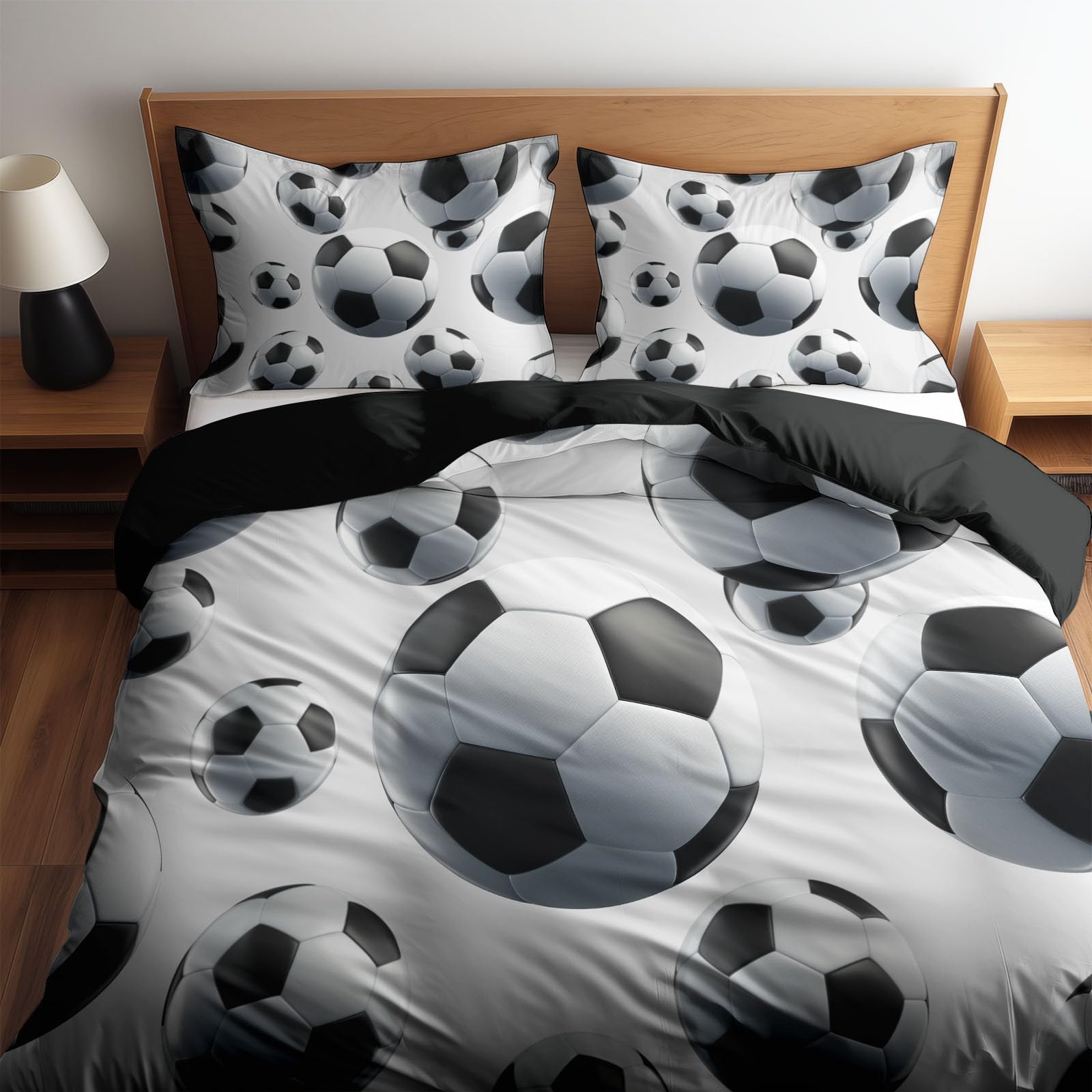 CozyRest Sports Football 3D Bedding Super King Duvet Covers with Pillowcase, All-Season Quilt Cover Ultra Soft Comfy Black Bedding for Child Hypoallergenic Duvet Covers Set Teenager