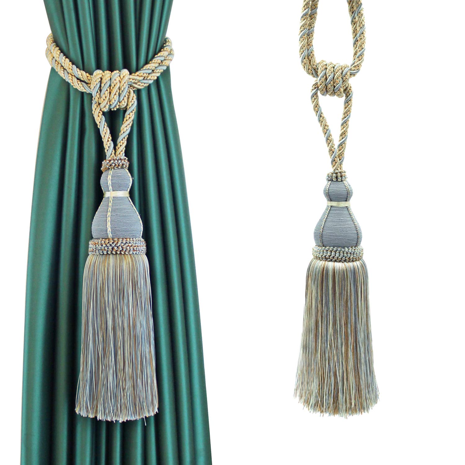 Tassel Curtain Tiebacks， Tassel Curtain Tiebacks Braided Rope For Home Office Decor Multicolor 1/2 pcs(Blu,1pcs)