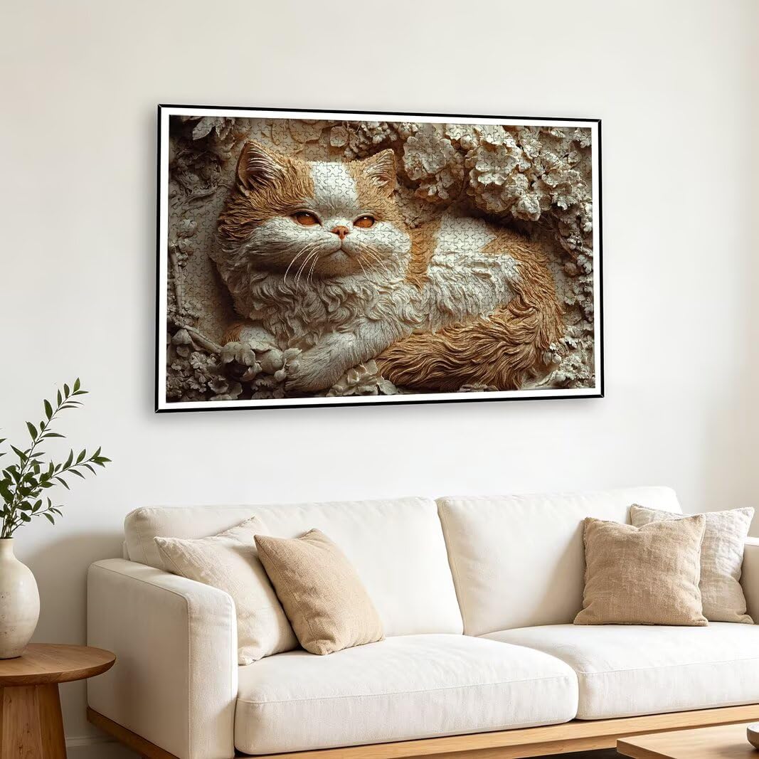 Puzzle 1000 Piezas, Puzzle Gato de Madera para Adultos, Regalos -2342