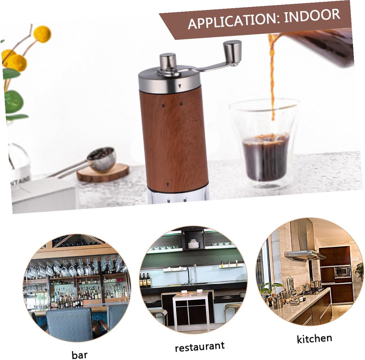 Portable Manual Coffee Bean Grinder with Detachable Stainless Steel Crusher, Wood Grain Mini Household Grain and Nut Mill for Camping and Home Use