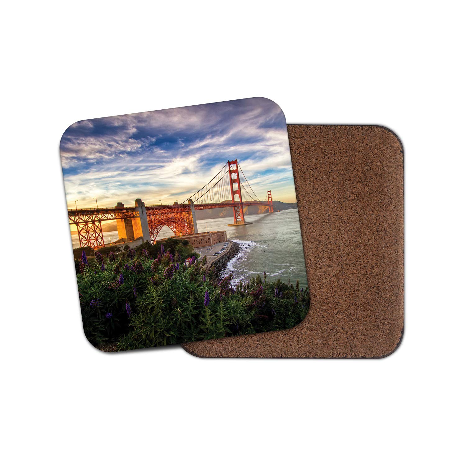 Destinationvinyl Multicolor 1 X Golden Gate Bridge Coaster - San Francisco Usa America Architecture #8905