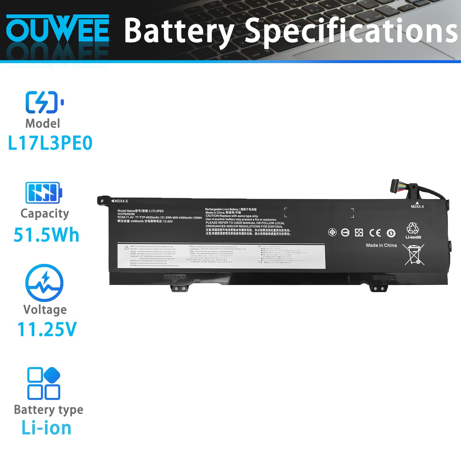 Amazon.com: OUWEE L17L3PE0 L17C3PE0 Laptop Battery Compatible with