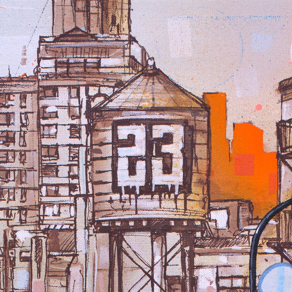 Jos Hoppenbrouwers Poster della squadra di basket Jordan 1 "University blue", 30,6 x 43 cm, incorniciato e firmato