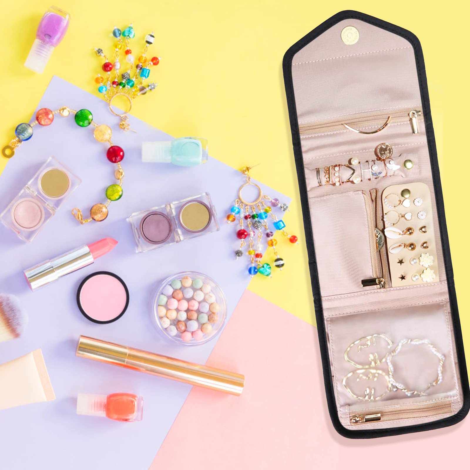 Organizer Da Viaggio Per Gioielli - Borsa Pieghevole Con Chiusura Magnetica Per Anelli, Orecchini, Ecc. - Foto 2