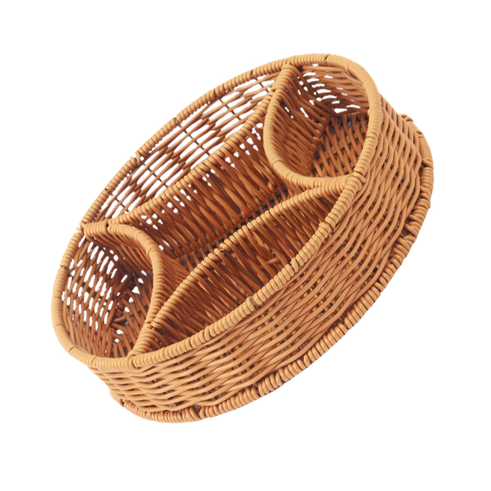 carotoe Imitation Rattan Woven Design Divided Serving Platter Basket for Fruits and Snacks Candy Tray for Easy Organization Fruit Basket