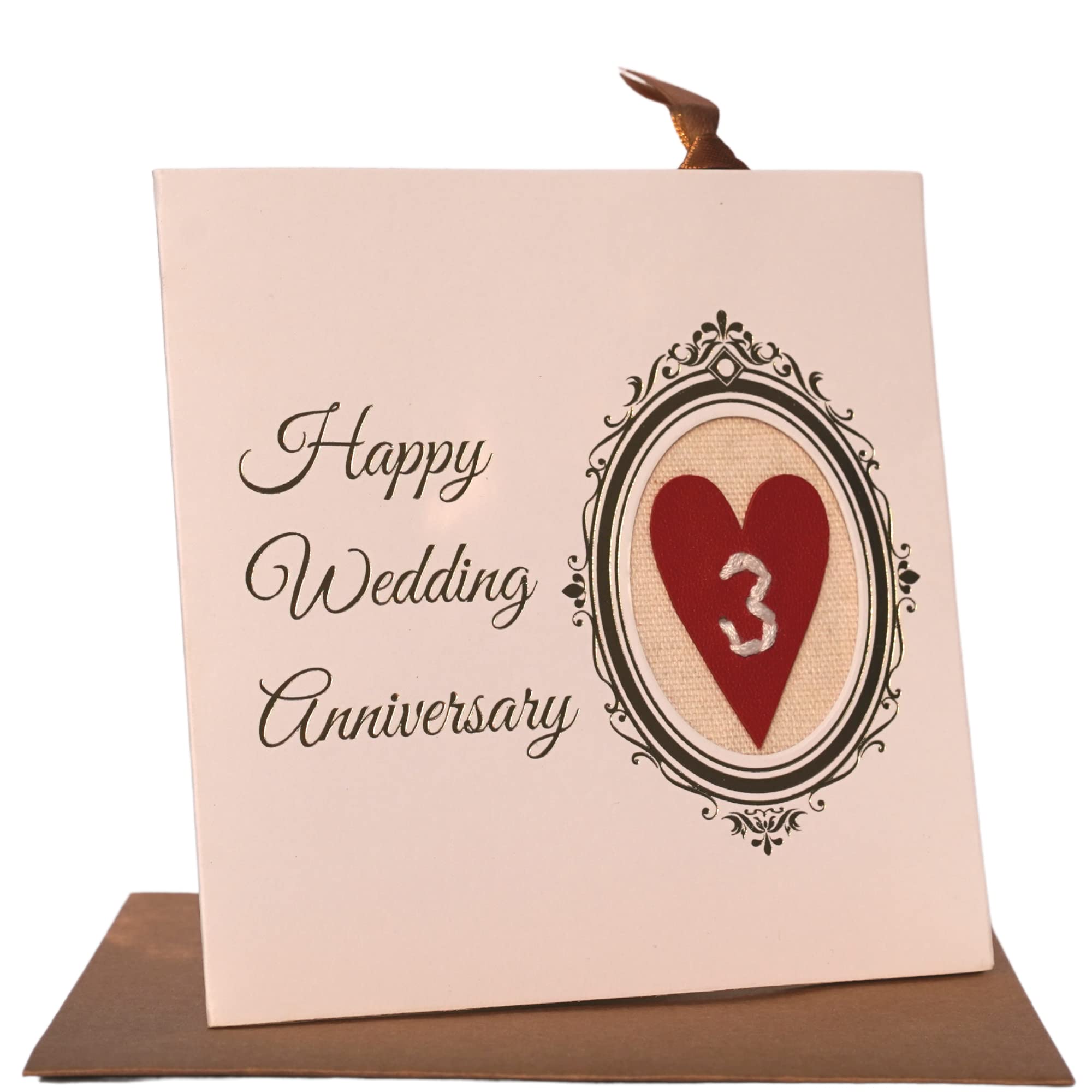 3rd Wedding Anniversary Card and keepsake bookmark 2in1, handmade unique anniversary card for wife, husband, couple (3rd)