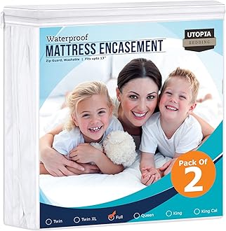 Utopia BeddingZippered Mattress Encasement Full - 100% Waterproof and Bed Bug Proof Mattress Protector - Absorbent, Six-Sided Mattress Cover (Pack of 2)