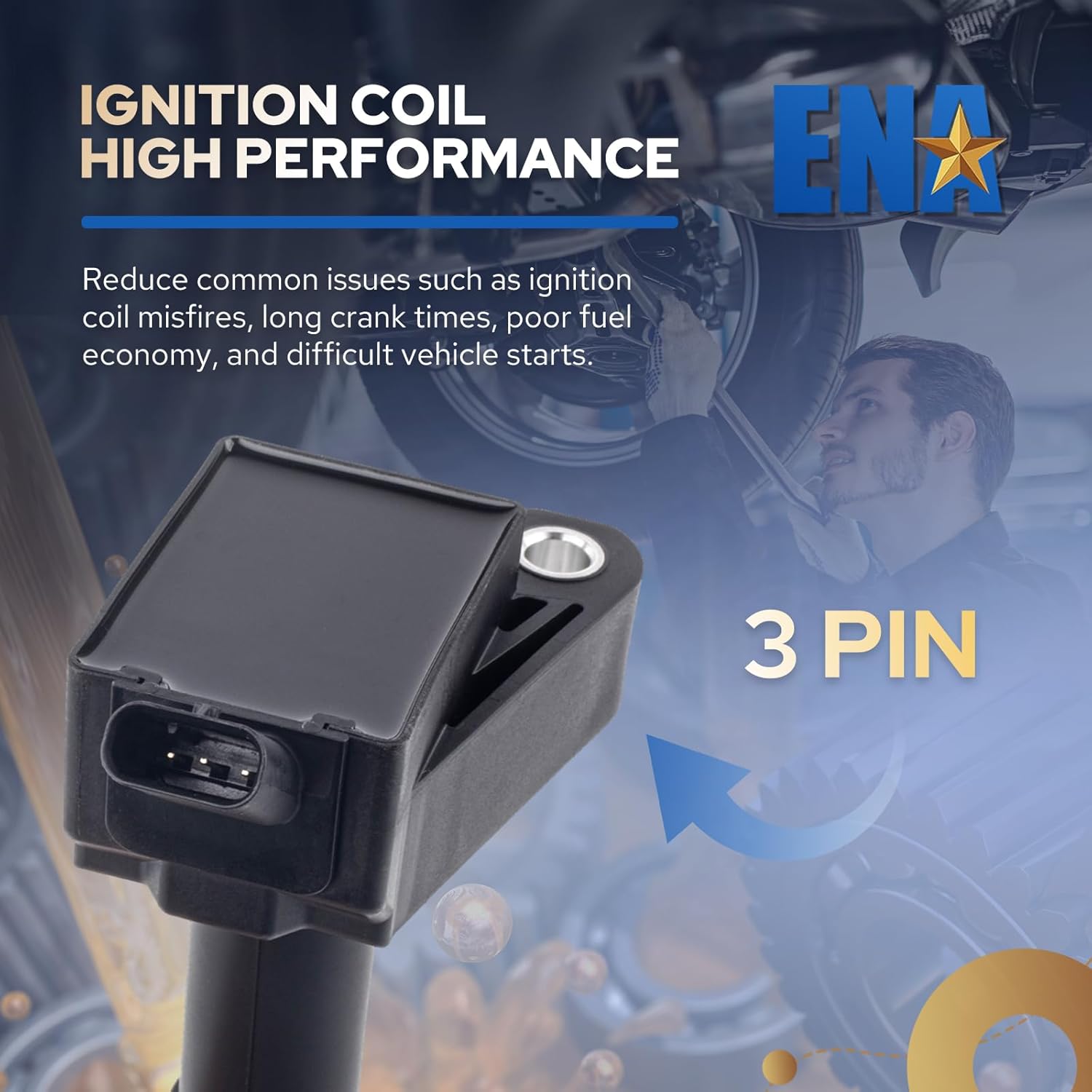 ENA Ignition Coil Pack UF880 Compatible with Ford Bronco Sport Escape 2020 2021 2022 2023 2024 1.5L L3 Coils Set of 3 Replacement for UF-880 HX7Z12029A