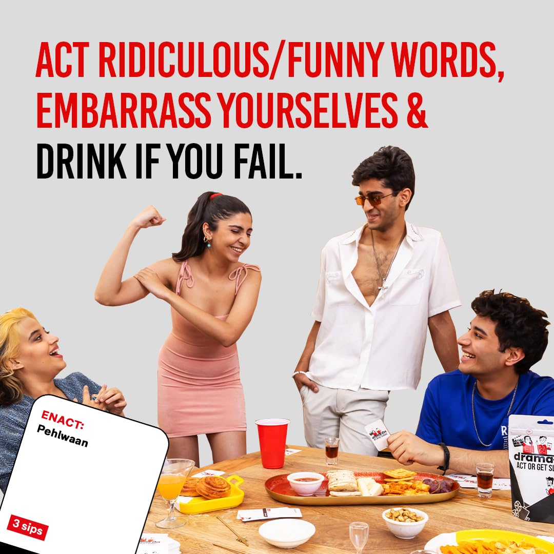 Dring Dramadol - The Wildest Charades Party Game | Act or Get Sloshed | 150 Cards, Exciting Categories, Adult, 3-12 Players | Perfect for Game Nights, House Parties & Gifting | Viral Card Game! 1