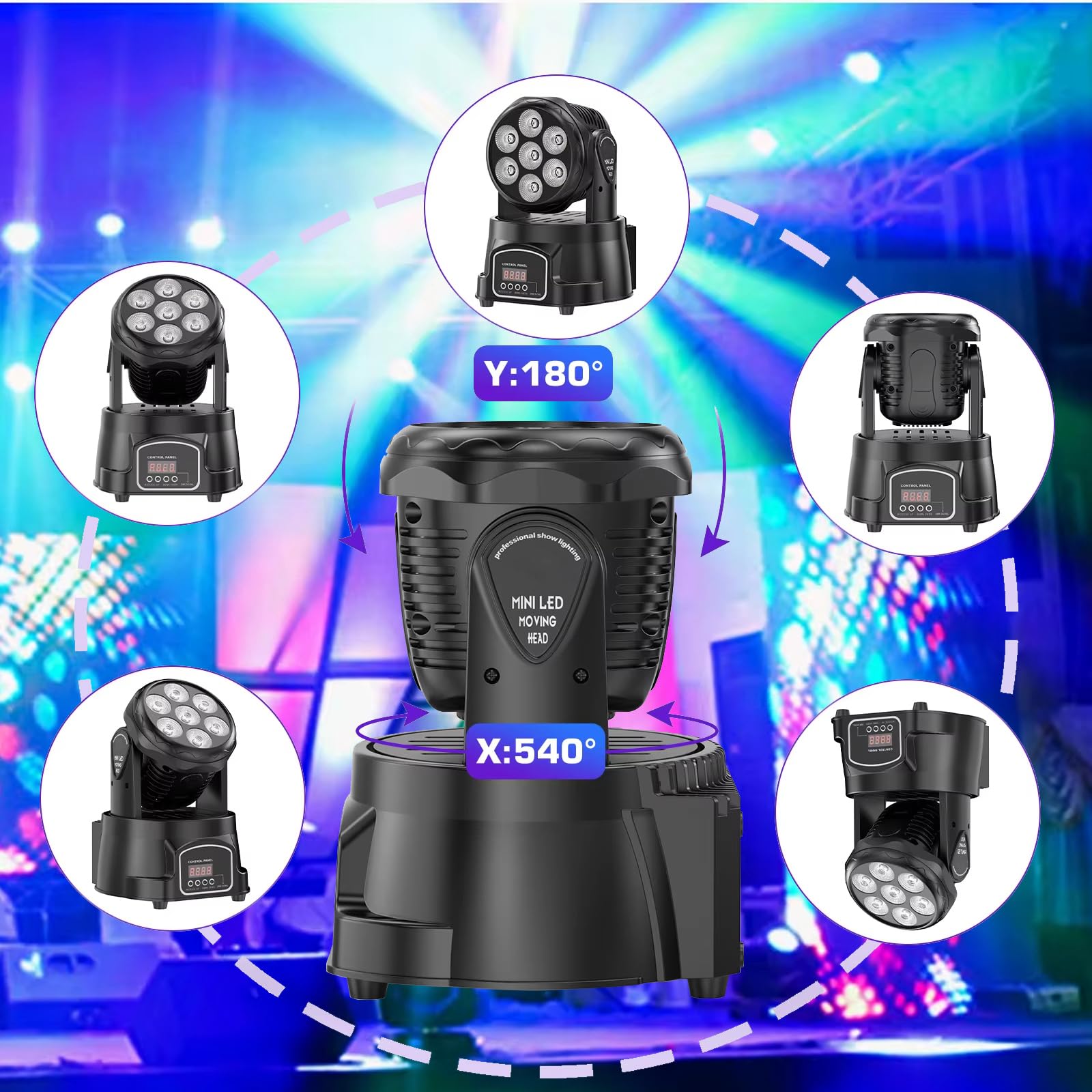 Ruchome głowy dyskotekowe 7x15W LED 9/14CH DMX512 Oświetlenie sceniczne, 4 w 1 RGBW Profesjonalne światło efektowe do dyskoteki, DJ, imprezy, muzyki, tańca, klubu