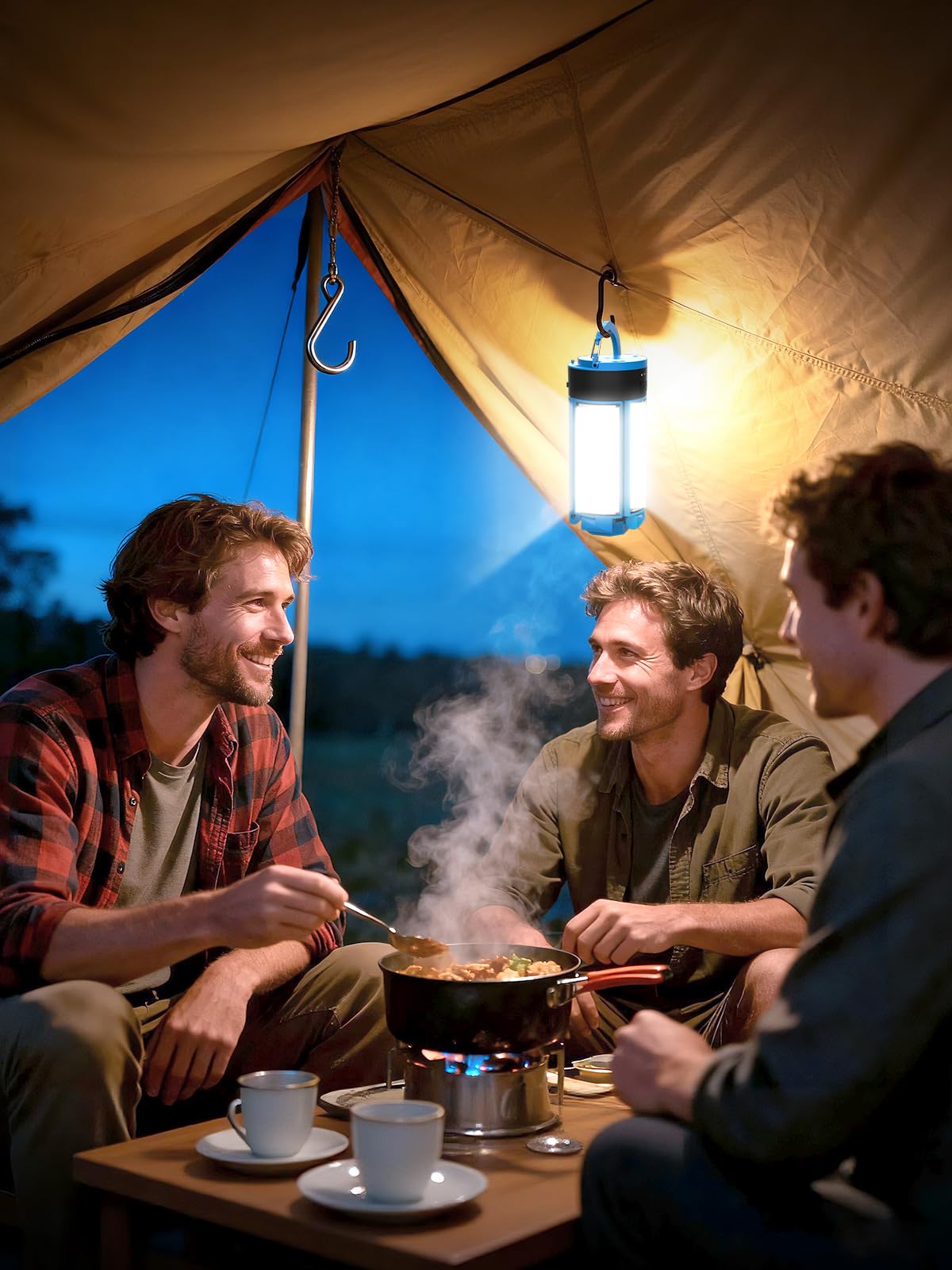 T-SUNiceM Lanterna pieghevole da campeggio ricaricabile, torcia portatile da 10400 mAh, luce da lavoro senza fili con 3 modalità, 4100 lm, luce LED per tenda, per campeggio, escursionismo, pesca