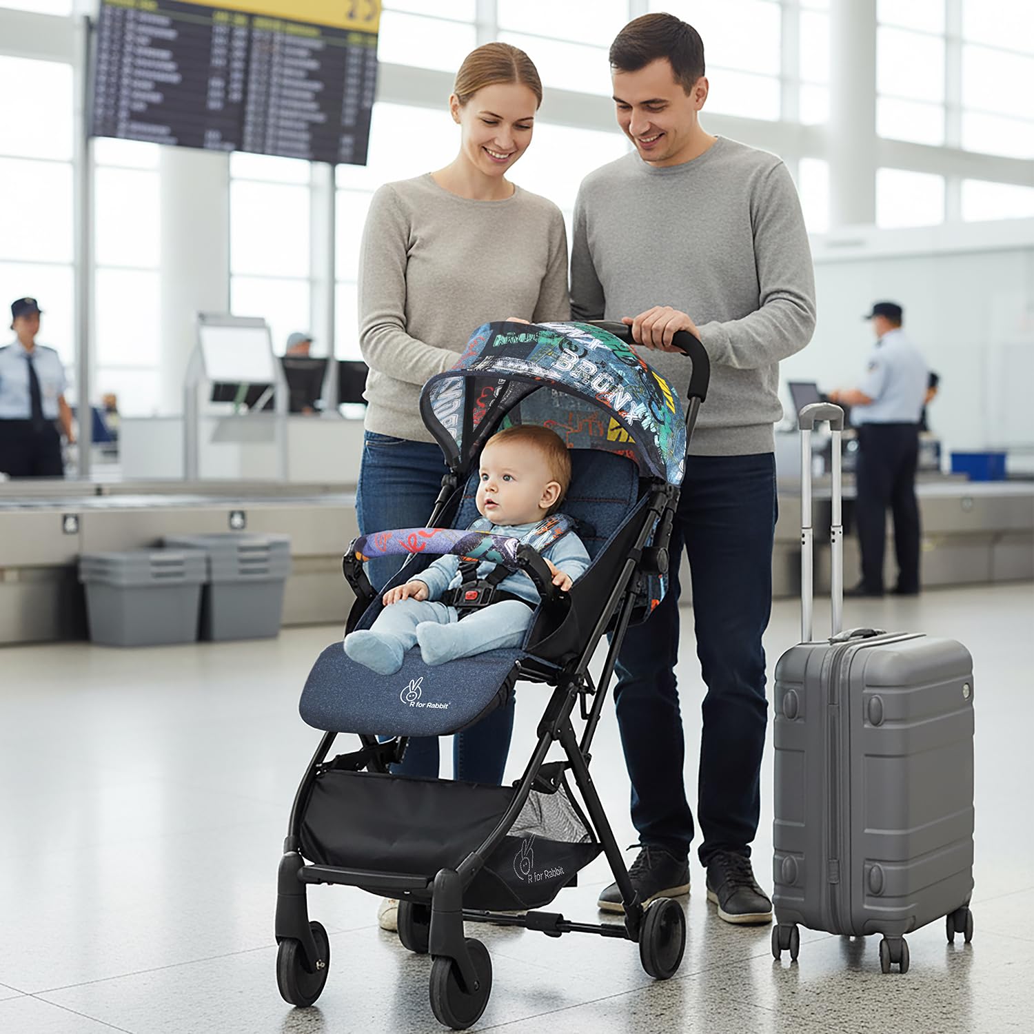 - R for Rabbit Pocket Stroller Lite Stroller for Kids | Portable Travel Friendly Pre Installed Baby Trolley Pram for Newborn Boys & Girls of Age 0-3 Years (Grey)